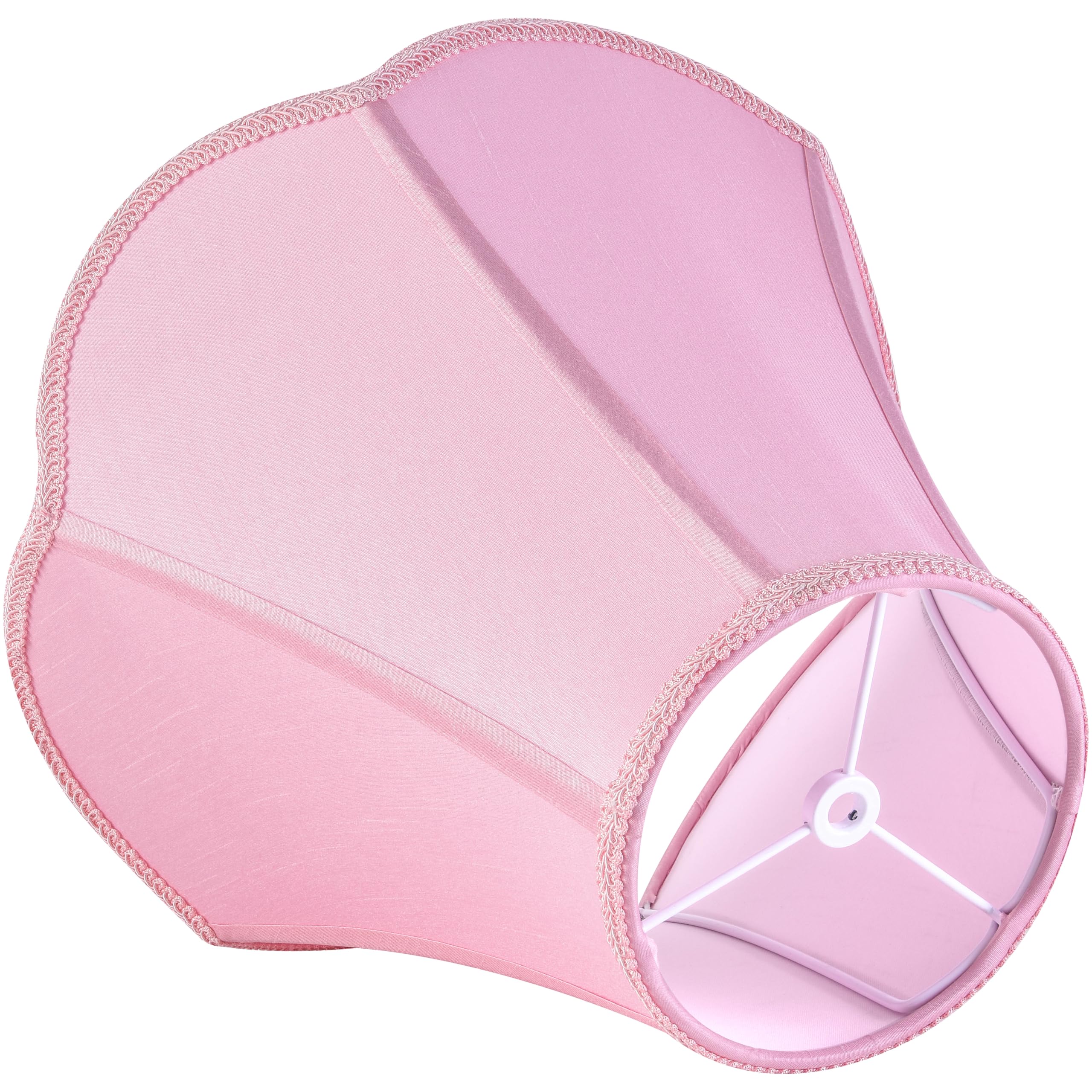 Go&So Pink Lamp Shade Medium Scalloped Lamp Shade,6''Top X 13''Bottom X 10.6''Vertical Height (Spider),Edge Petal Braid Bell Lam