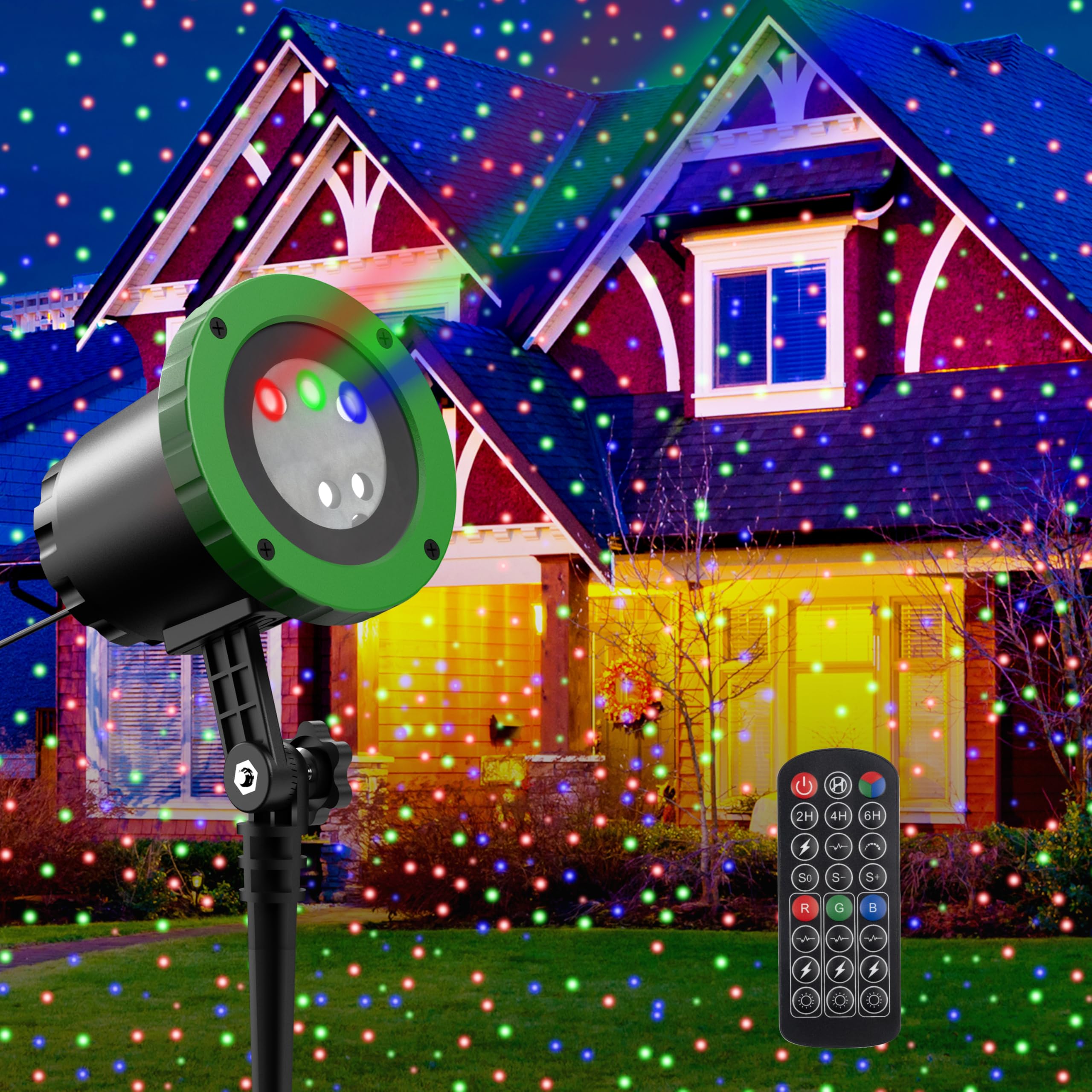 Outdoor Laser Lights Projector, 3 Color Motion Firefly Lights Show, RGB Christmas Decor Lights with Remote for Trees, Patio, Lan