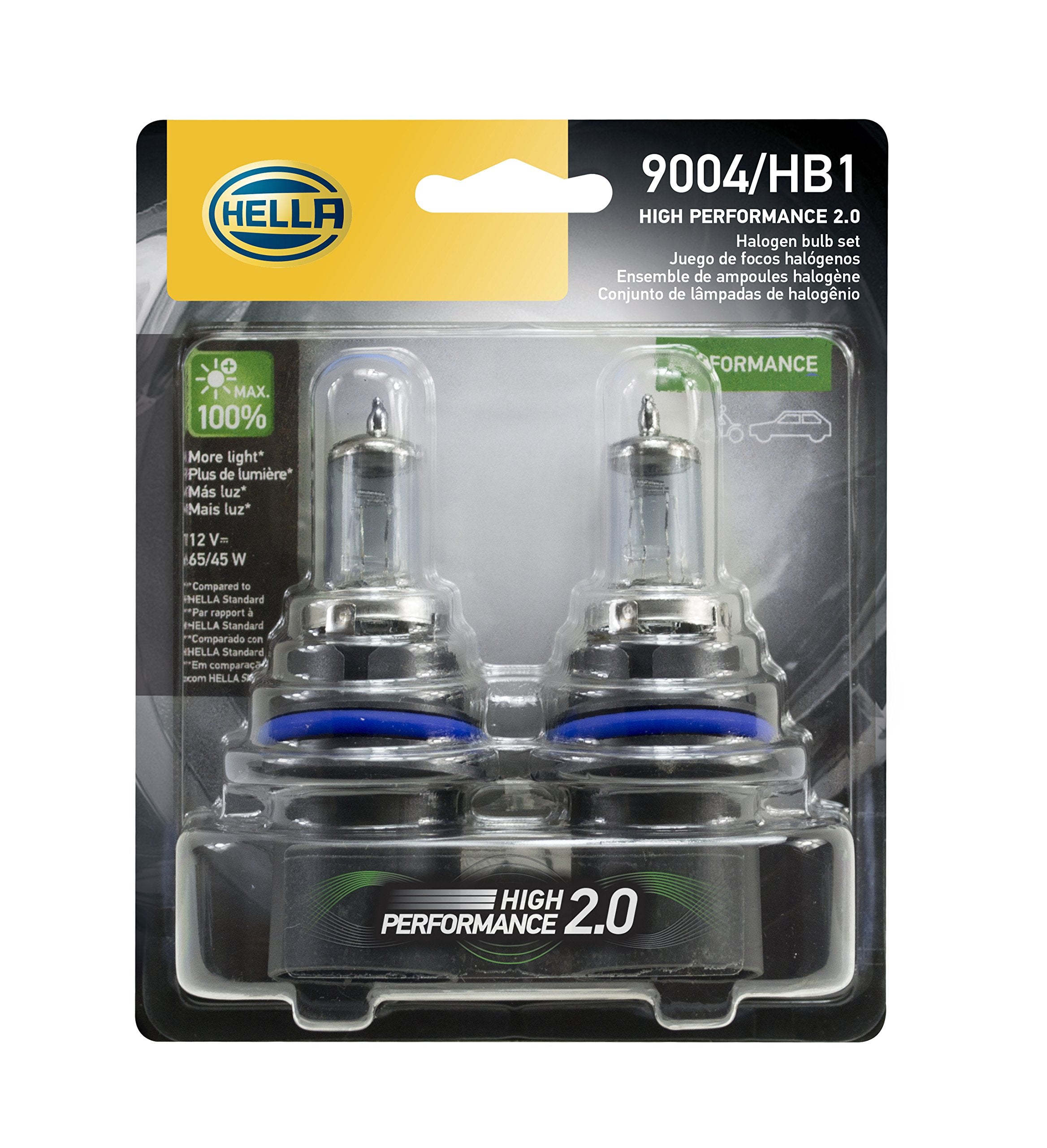 Hella 9004 2.0TB High Performance Bulb Kit, 12V, 65/45W, Multi Color, 2 Pack