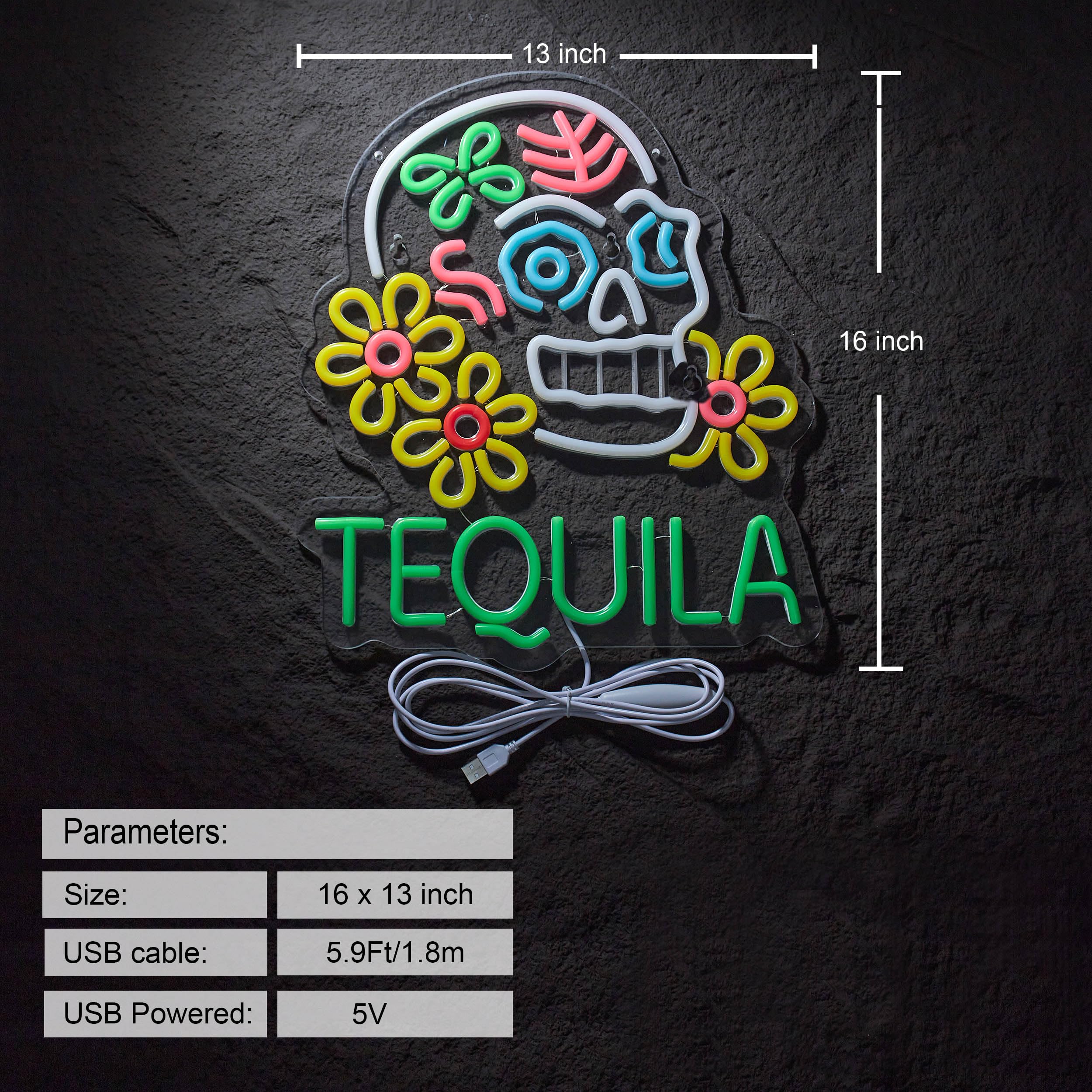 Roouneon spirit-inspired flavor Neon Sign For Wall D?Cor Mexican spirit-inspired flavor Usb Dimmable Led Neon Light For malt-inspired Bar Pub Party Man Cave Bistro Club Decor Gift