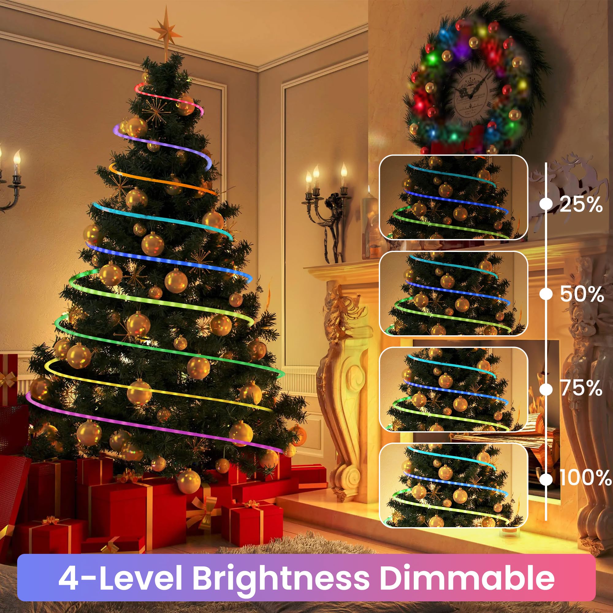 Jnaurb Rgb Color Changing Rope Lights Outdoor  100Ft 300Led Smart String Lights With Remote & App Control  Waterproof Music Sync Rope Lighting - Diy Flexible Tube Led Lights For Bedroom Garden Wedding