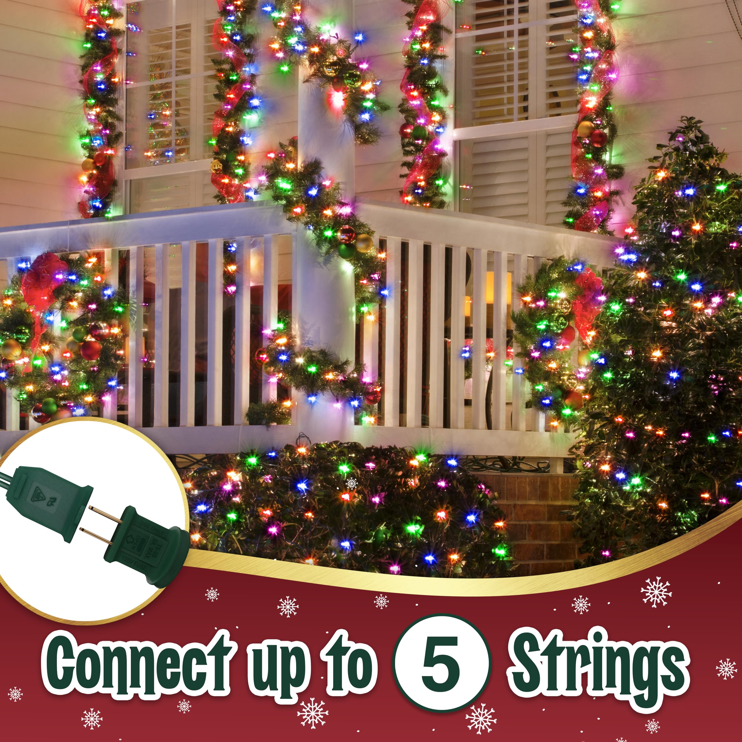 Stargo Warm Multi Color Christmas Lights - 20 ft String, 105 Incandescent Mini Bulbs, Green Wire, Multifunctional for Indoor/Outdoor Decor