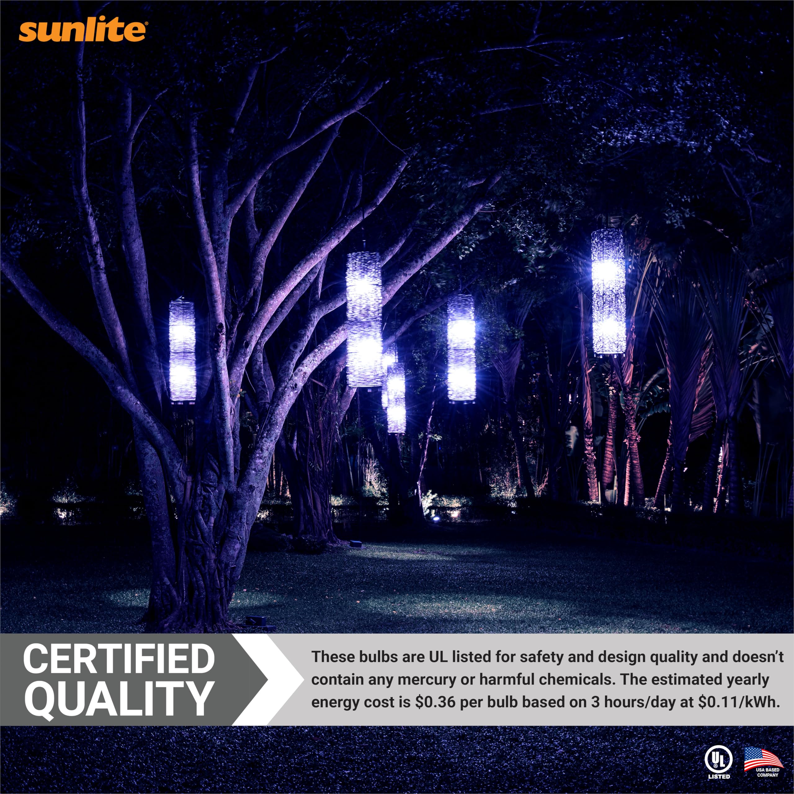 Sunlite A19 Colored Light Bulb, 3W (25W Equivalent), E26 Base, Non-Dimmable, Ul Listed, Blue, 1 Count