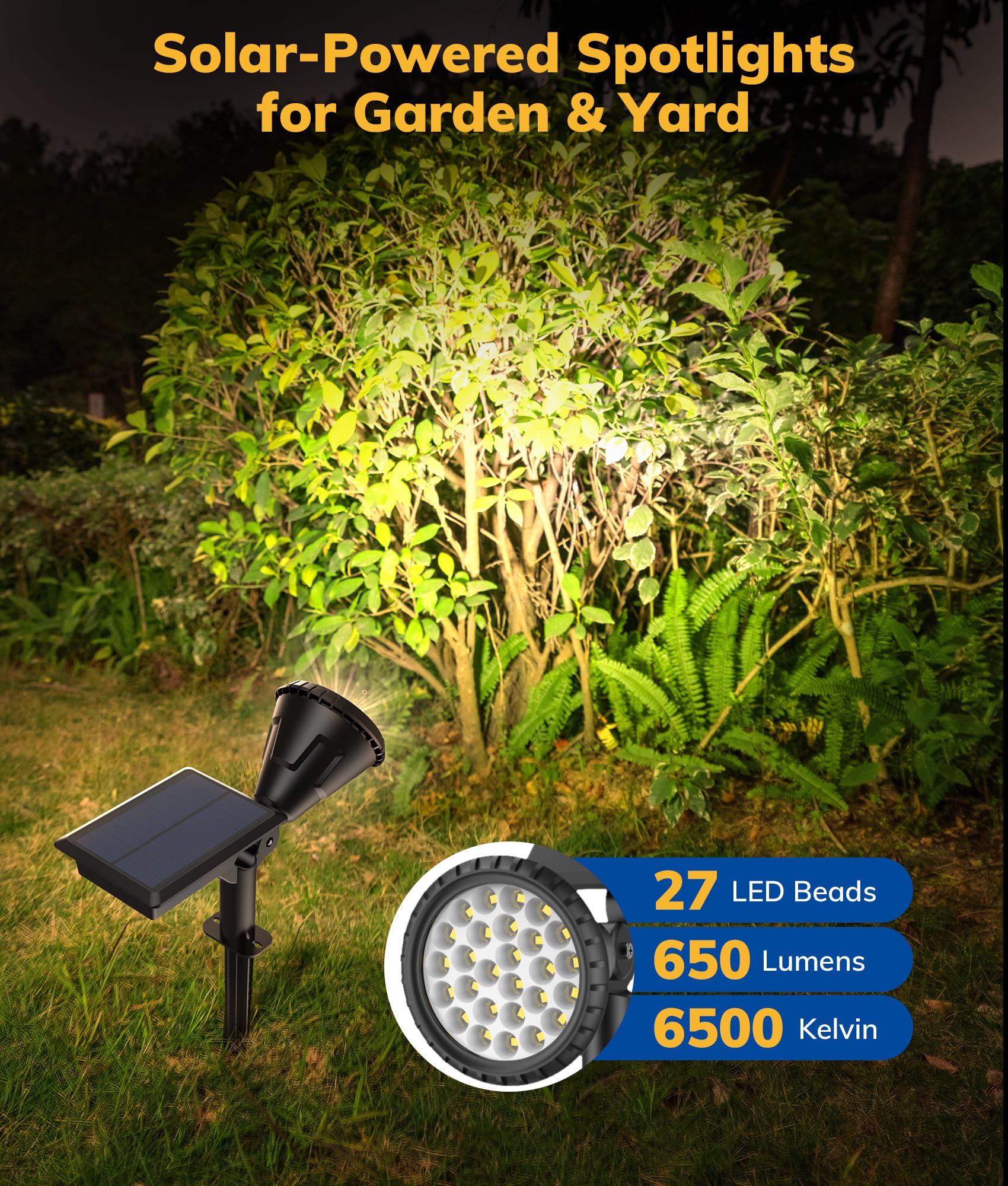 Nbkls Solar Spot Lights For Outside, 27 Led Outdoor Solar Lights For Yard, 4 Pack Solar Spotlights Waterproof Auto On/Off For La