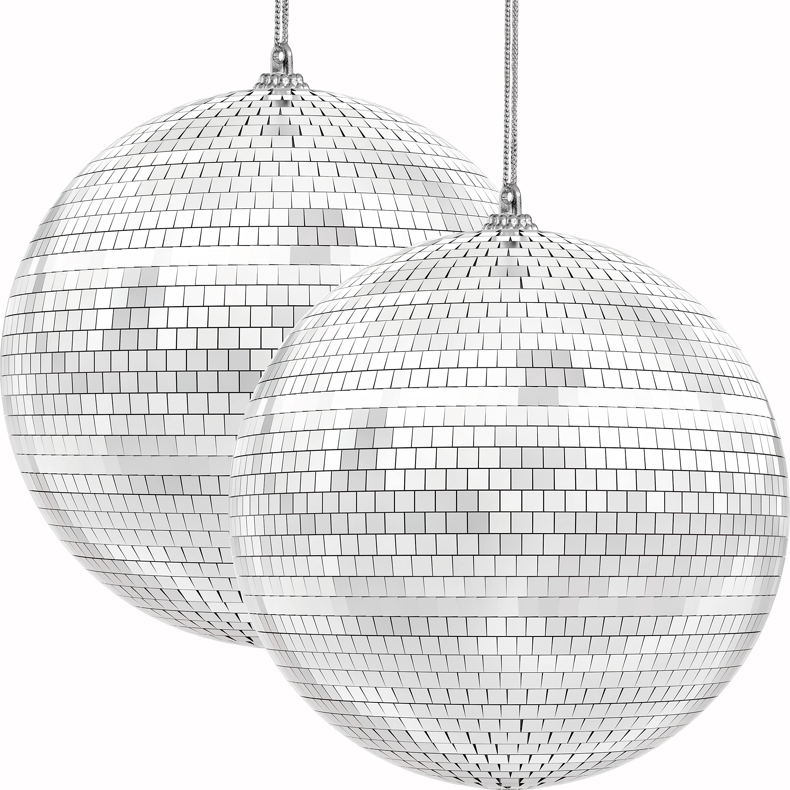 The Dreidel Company Mirror Disco Ball Variety, Silver Hanging Ball With Attached String For Ring, Reflects Light, Fun Party Home