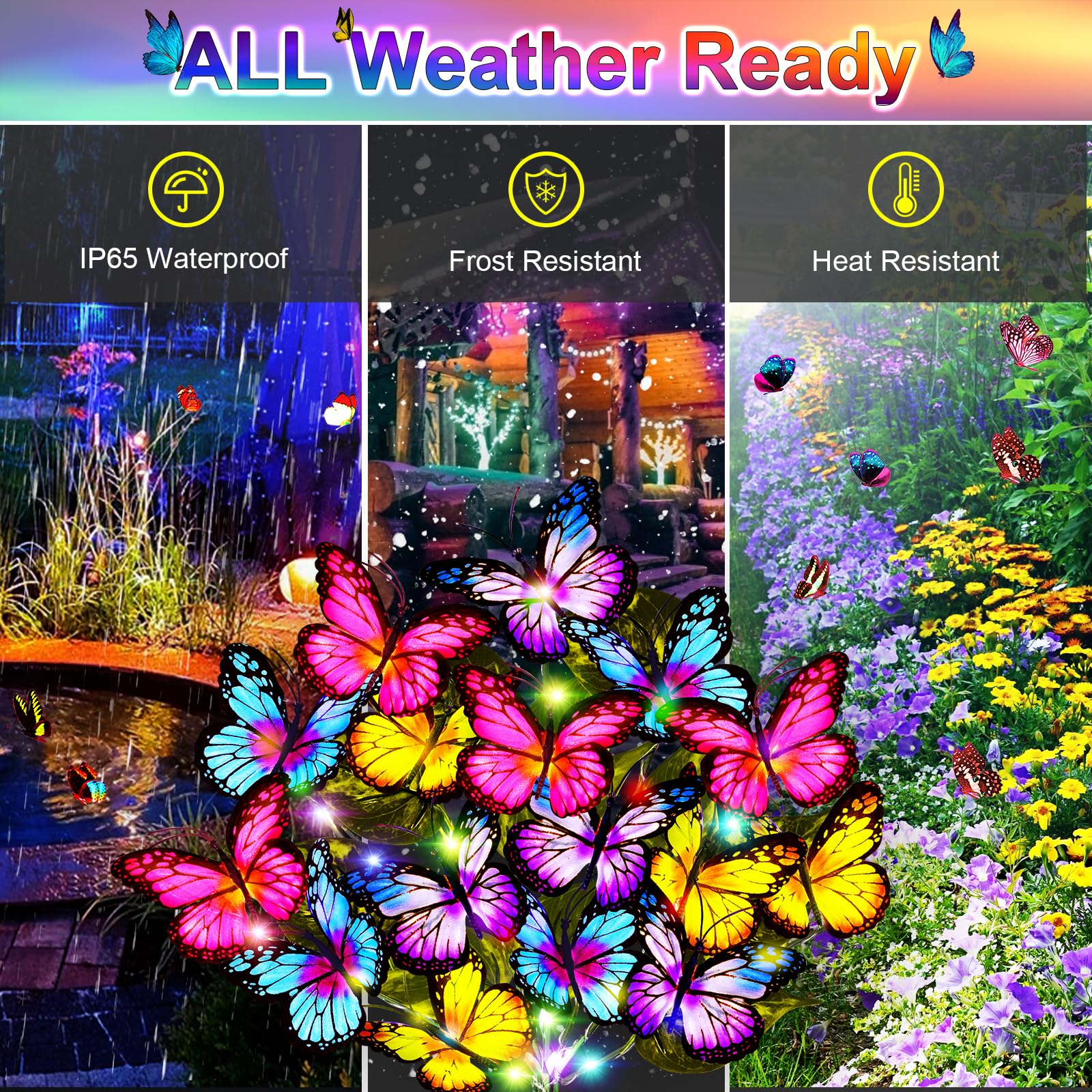 Weitexs Solar Garden Lights Outdoor Waterproof Solar Lights 2 Pack With New Upgraded 72 Led 34 Butterfly Outdoor Solar Lights For Yard Outside Garden Pathway Decor Gifts For Womens MotherS Day