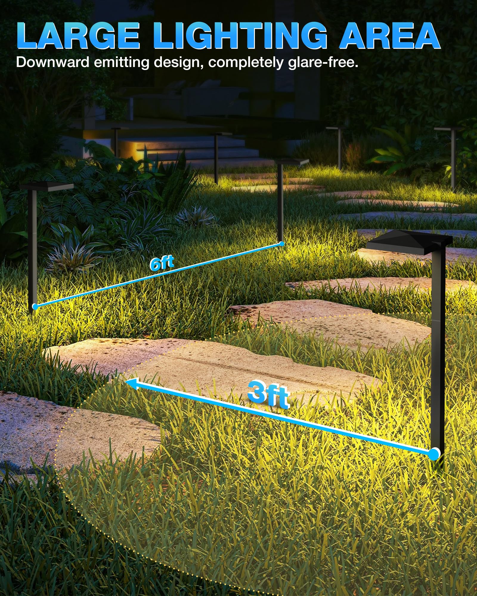 Sunvie Led Low Voltage Pathway Lights Wired 3000K Anti Glare Low Voltage Landscape Lighting Waterproof Path Lights Low Voltage L