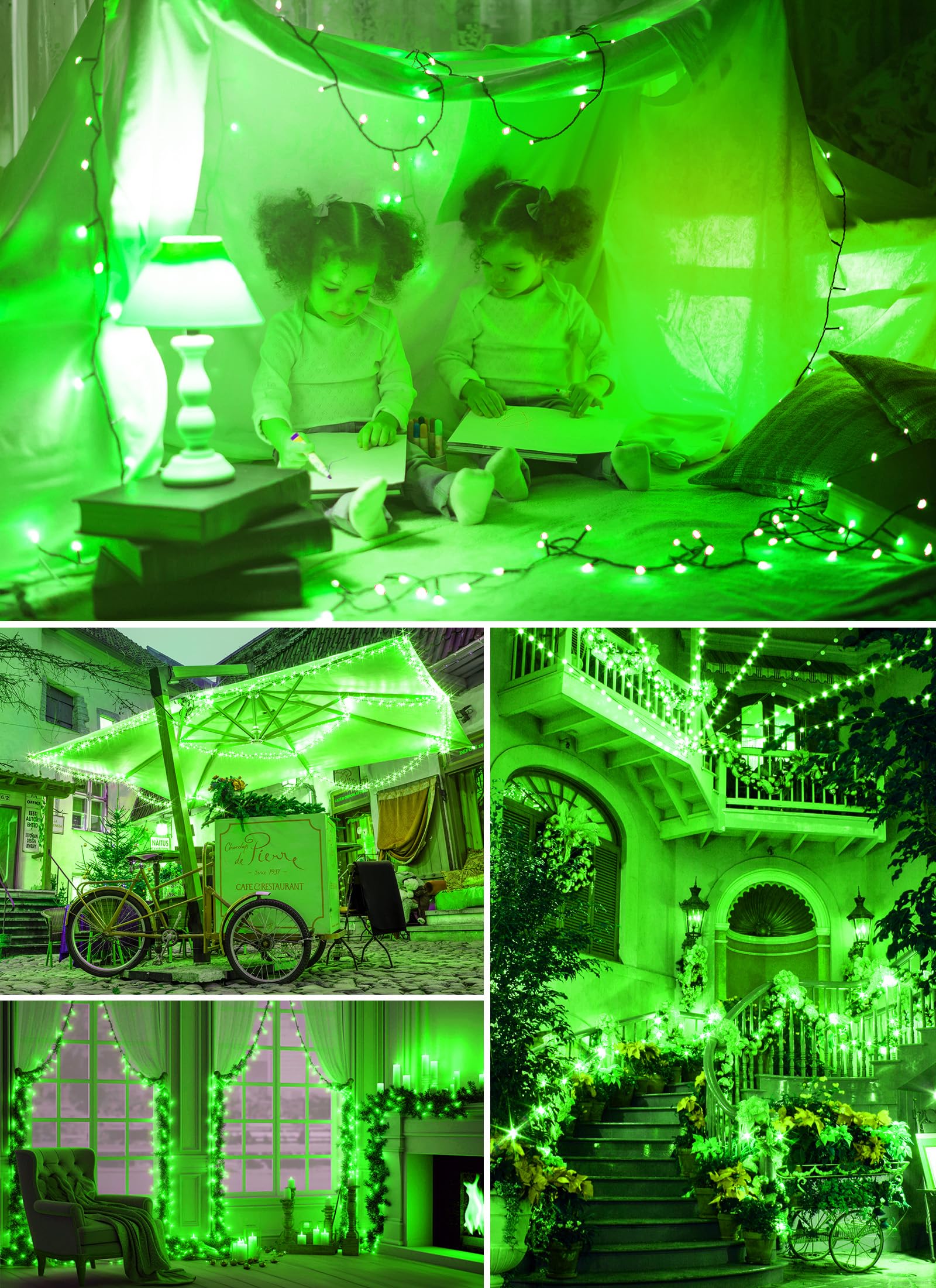 Brightown 100Led Solar String Lights Outdoor  Solar Powered Lights Ip65 Waterproof For Party Garden Yard Home Holiday Tree Decoration Lighting (Green  100Led-2Pack)
