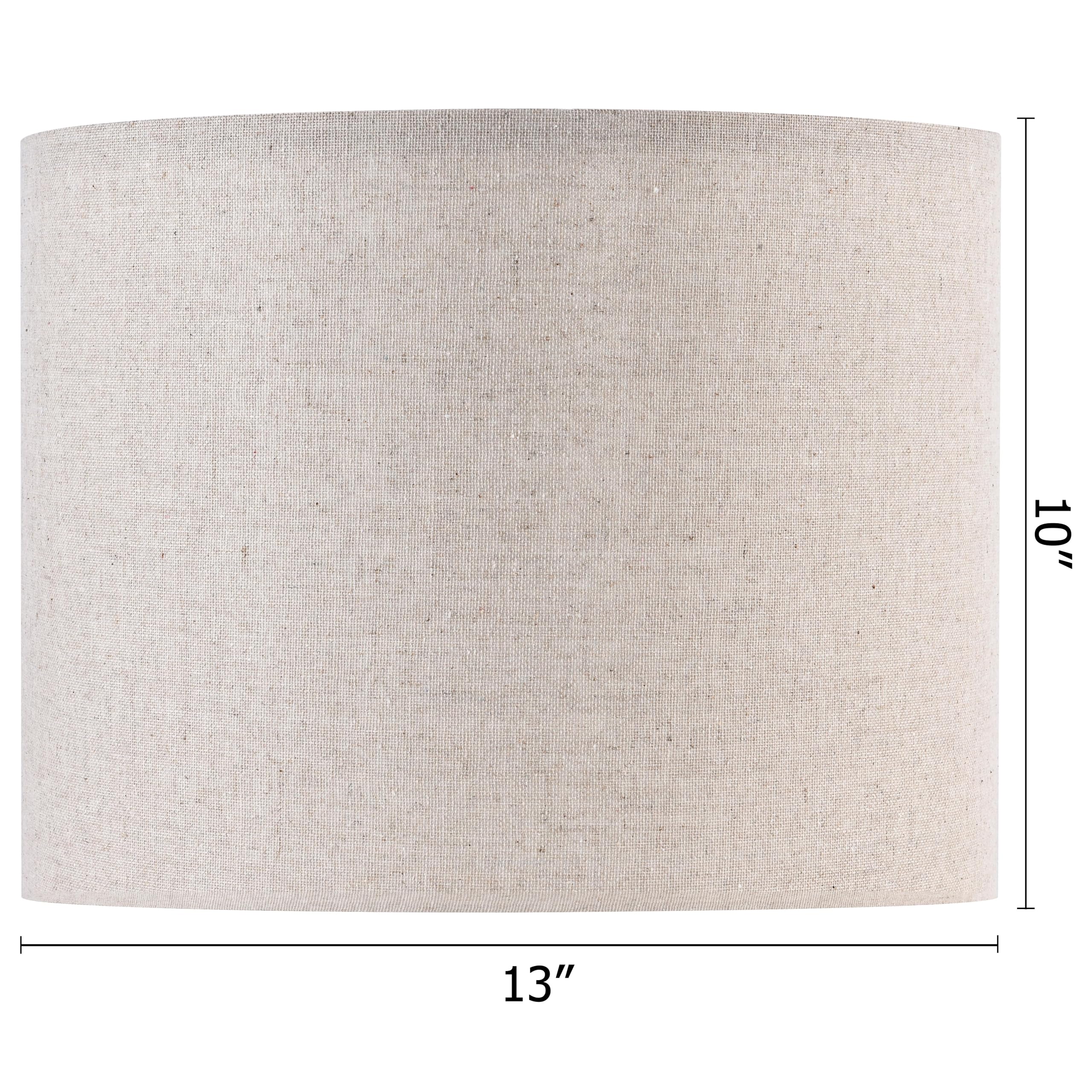 GO&SO Beige Drum Lamp Shade - 13" Top x 13" Bottom x 10" High, Oatmeal Linen, Spider Fitting, Rustic Style, 1 Pack