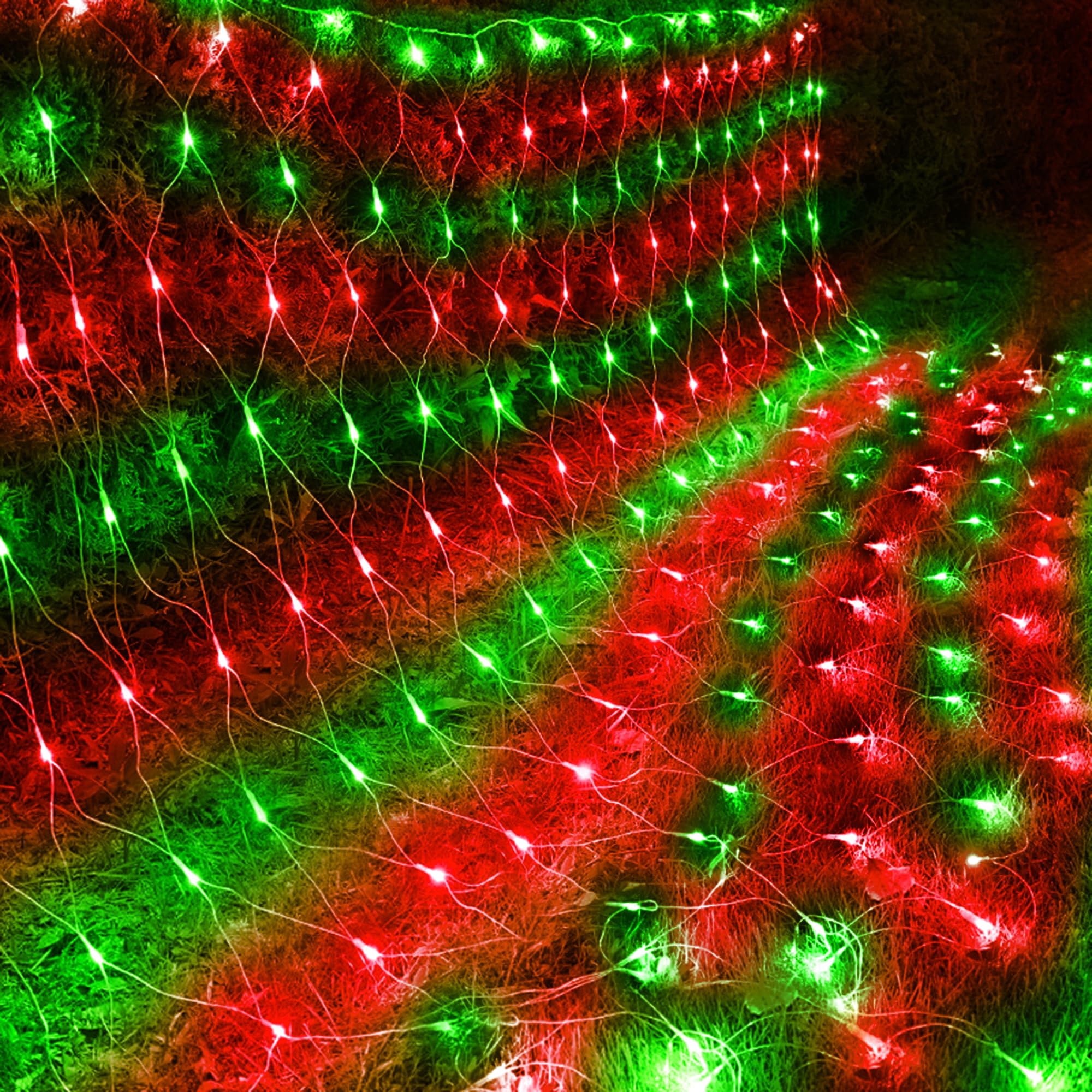 198 Led Christmas Net Lights Plug In  9.8 Ft X 6.6 Ft Red Green Waterproof Net Lights Outdoor  8 Twinkle Modes Mesh Fairy Light For Xmas Tree Bush Garden Ceiling Holiday Decoration
