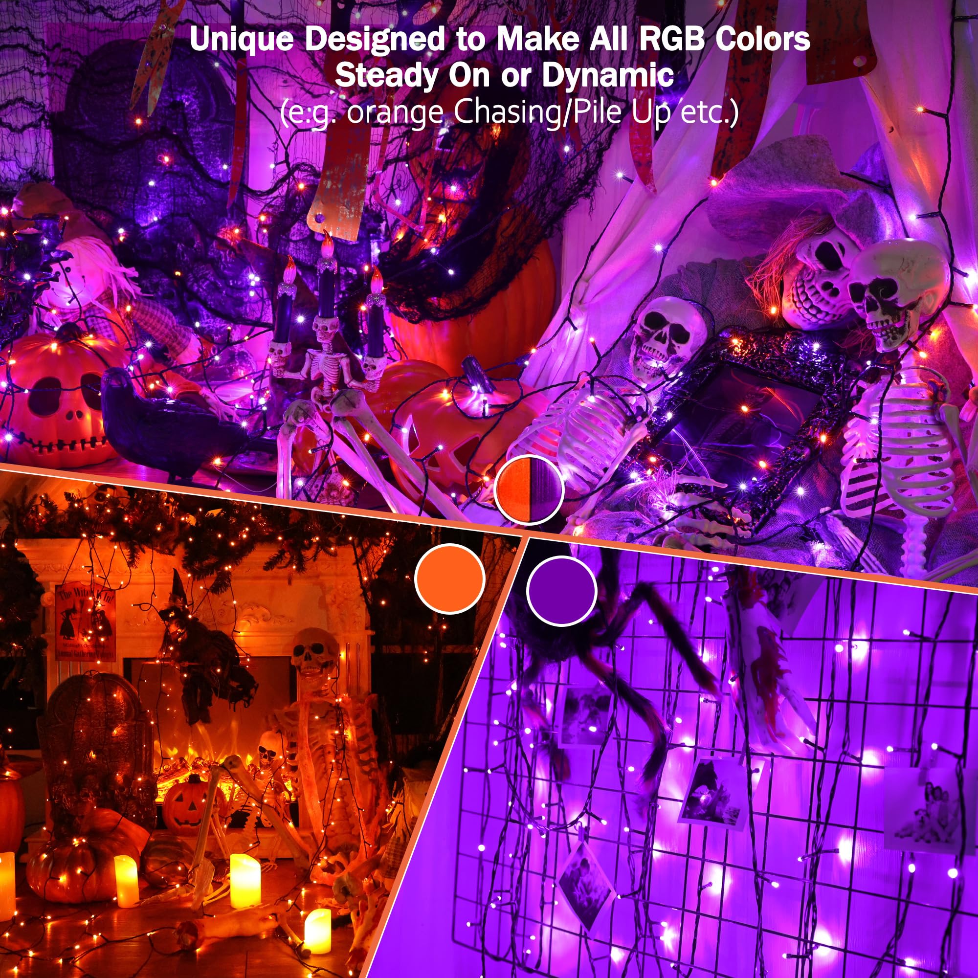 Brizled Color Changing Halloween Lights, 66ft 200 LED RGB Christmas Lights Music Sync, 120+ Modes Remote Dimmable Outdoor Christ