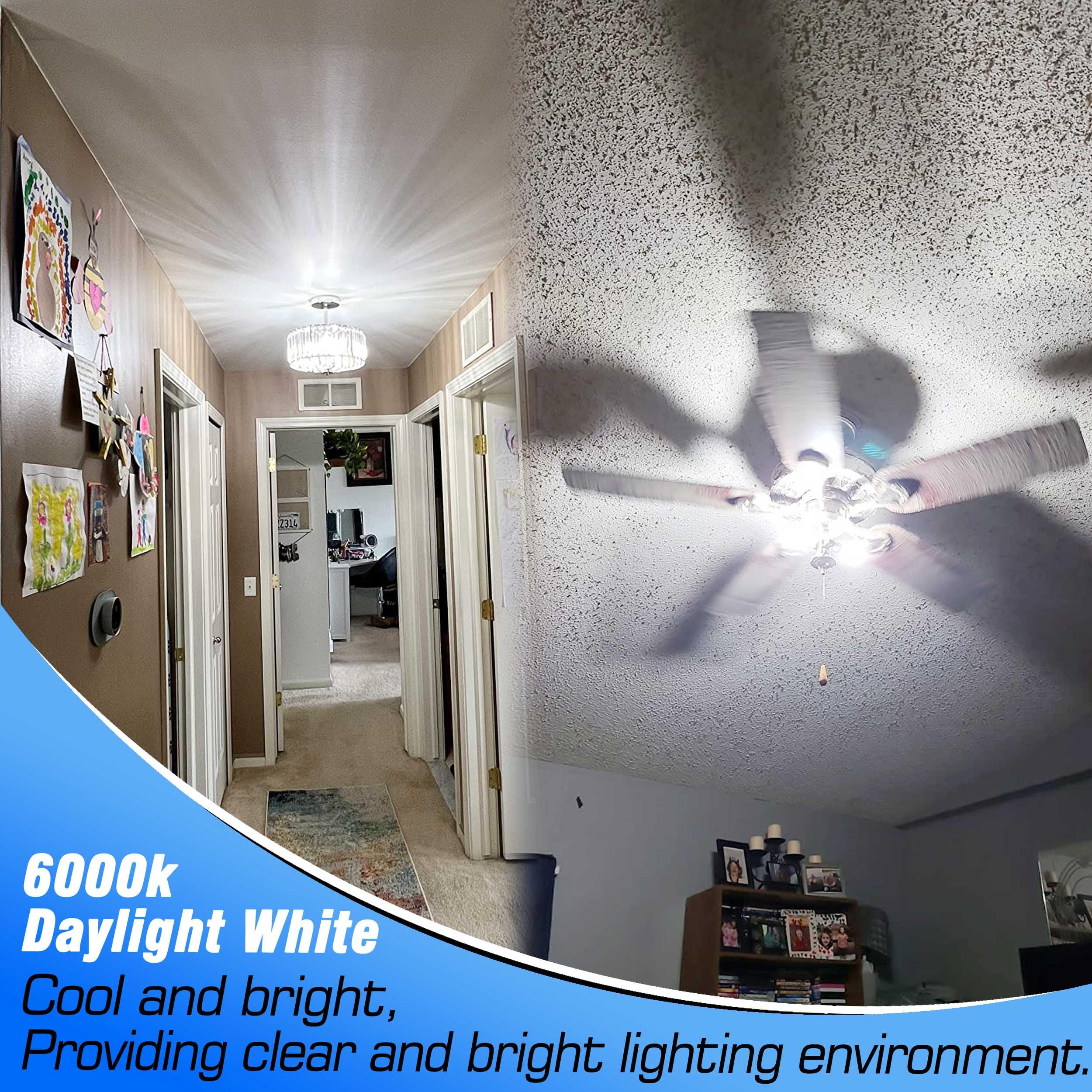 Heifymi E12 Candelabra Led Light Bulbs 60 Watt Equivalent 6W 6000K Daylight White 550Lm E12 C7 T6 Small Base For 120 Volt Chande