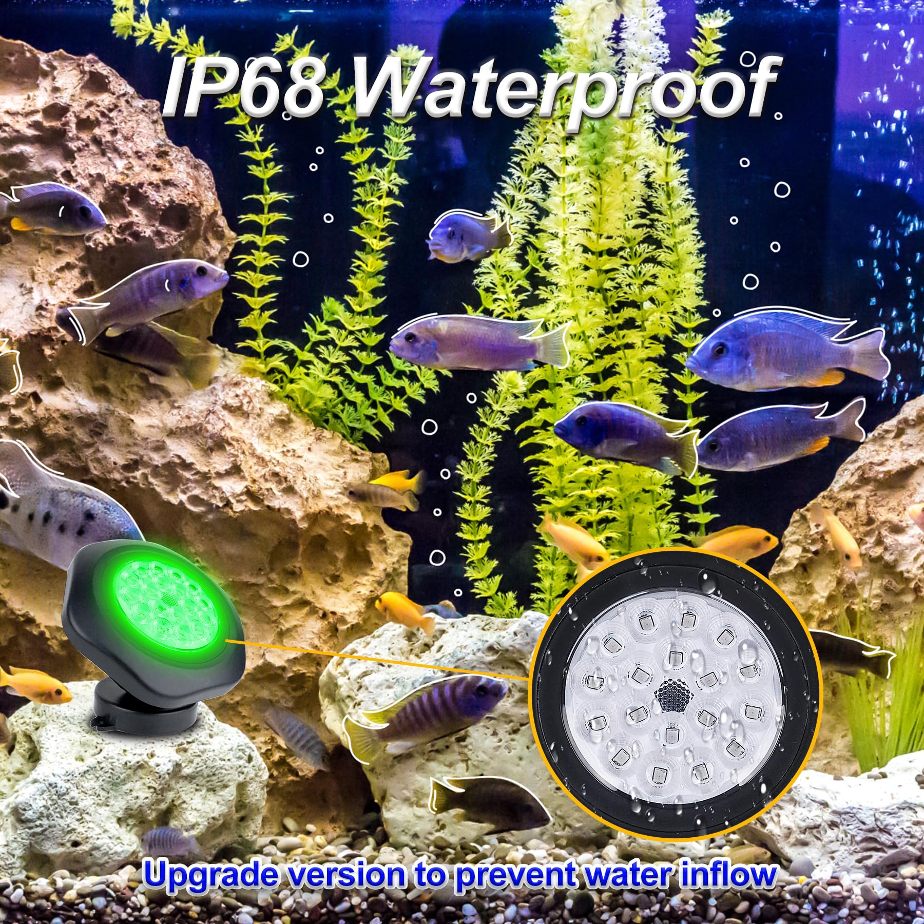 Crepow 18 Led Solar Pond Lights, Ip68 Waterproof Color Changing Submersible Spotlights