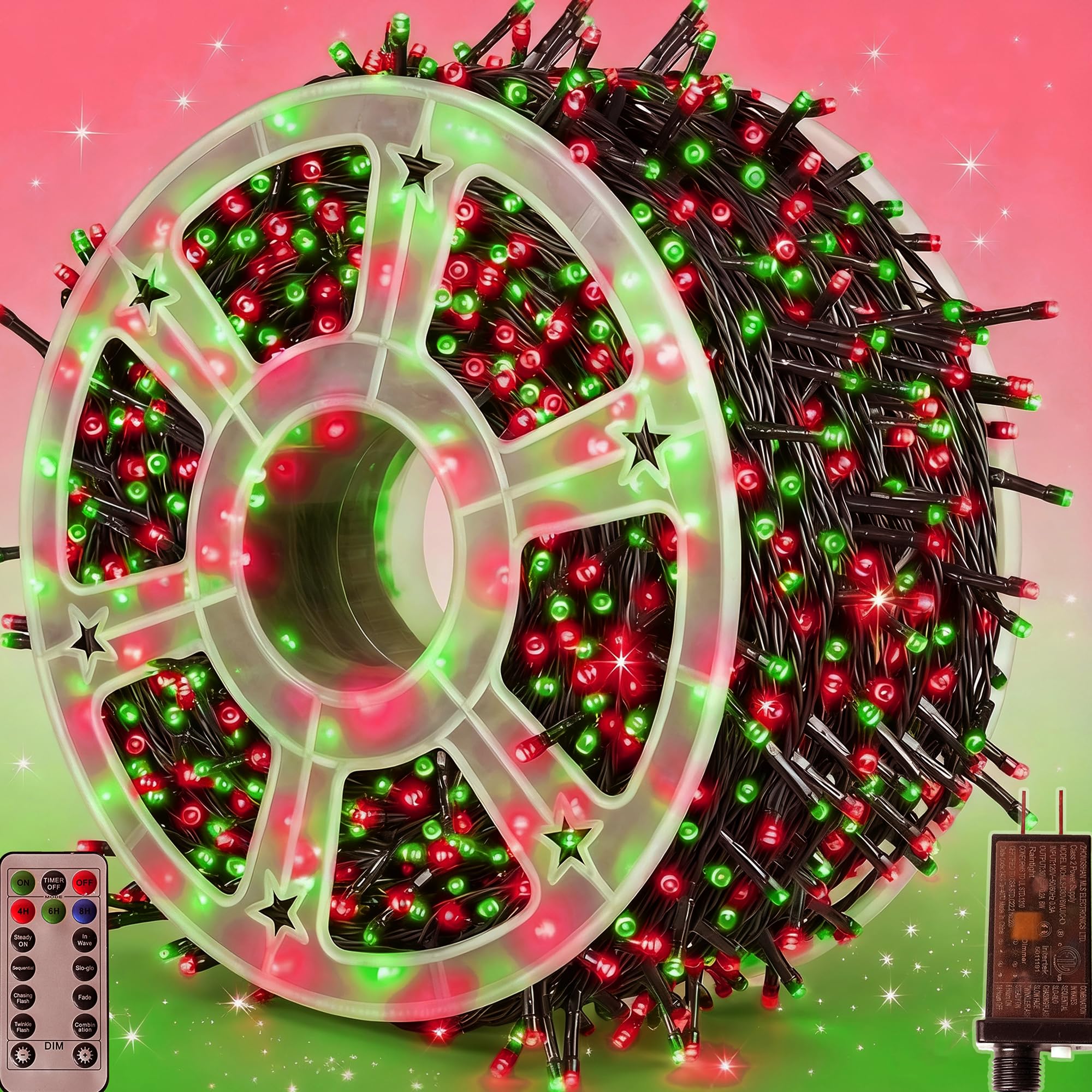 Domolli Christmas Lights 500Led 164Ft  Waterproof Christmas Tree Lights With 8 Modes  Remote Control 3 Timers & Memory Function Xmas Decorations For House And Holiday (Red And Green)