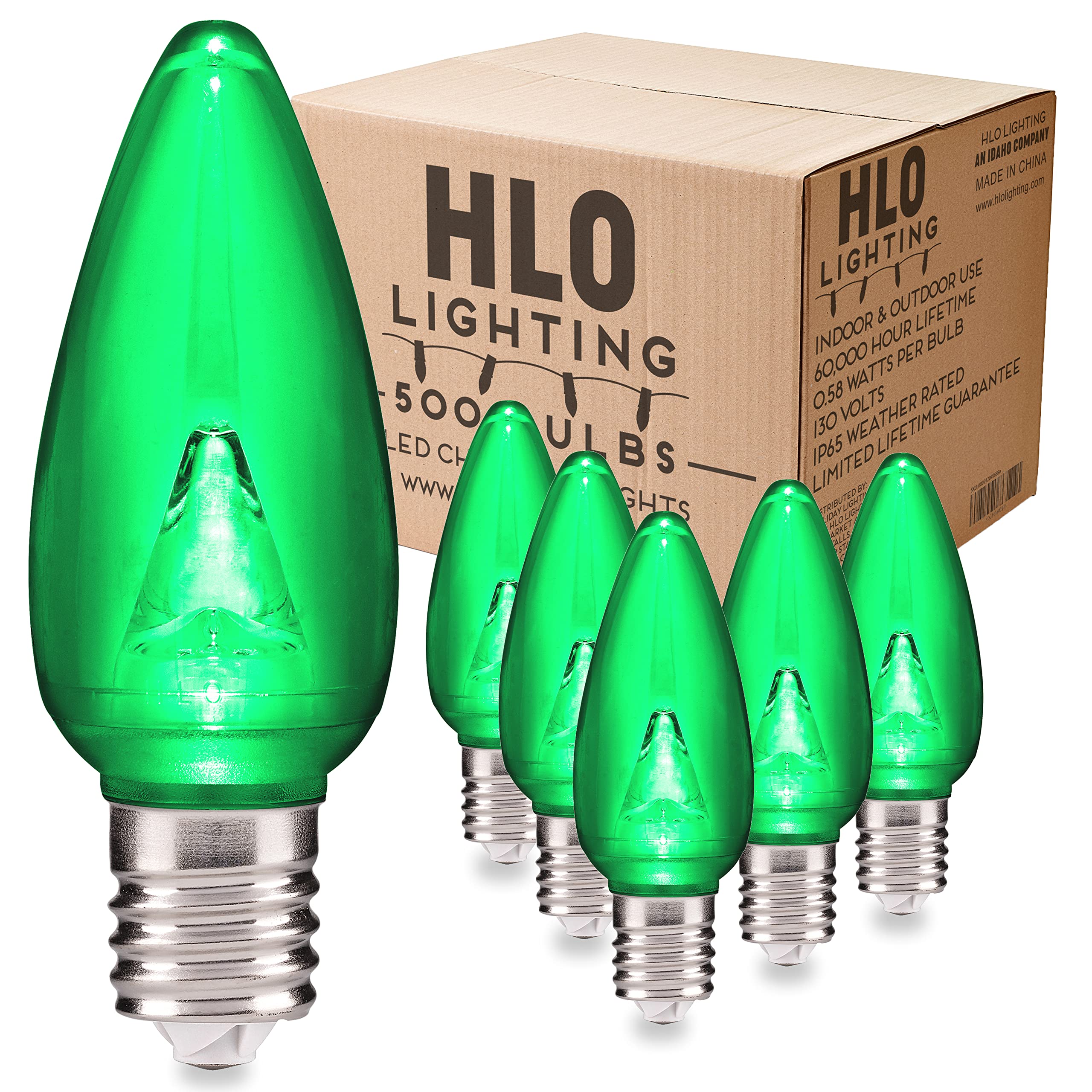 HLO Lighting Smooth C9 Christmas Lights |Green LED Bulbs for Indoor & Outdoor Christmas Decor | Set of 500