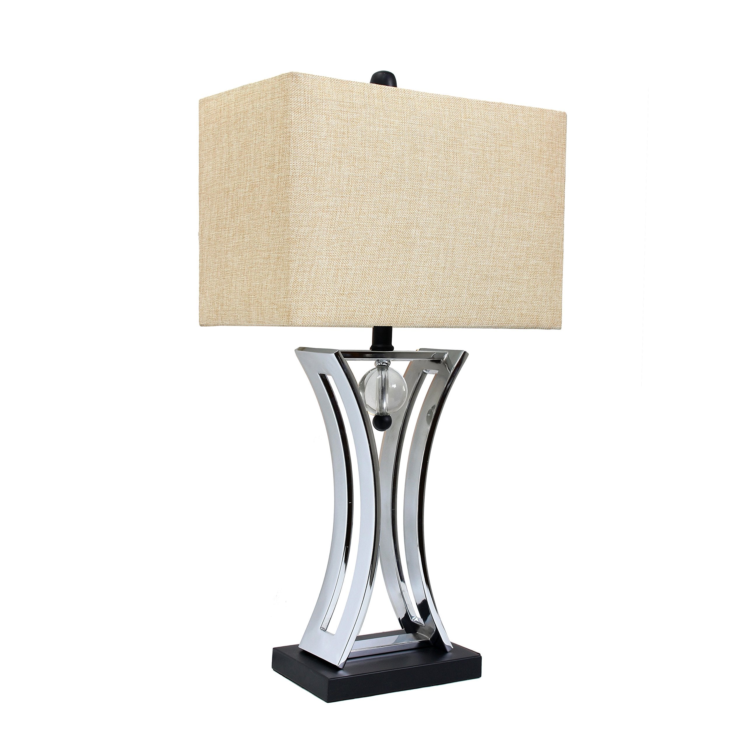 Elegant Designs Lt2001-Chr Conference Room Hourglass Shape Pendulum Table Lamp With Black Base, Brushed Chrome Finish