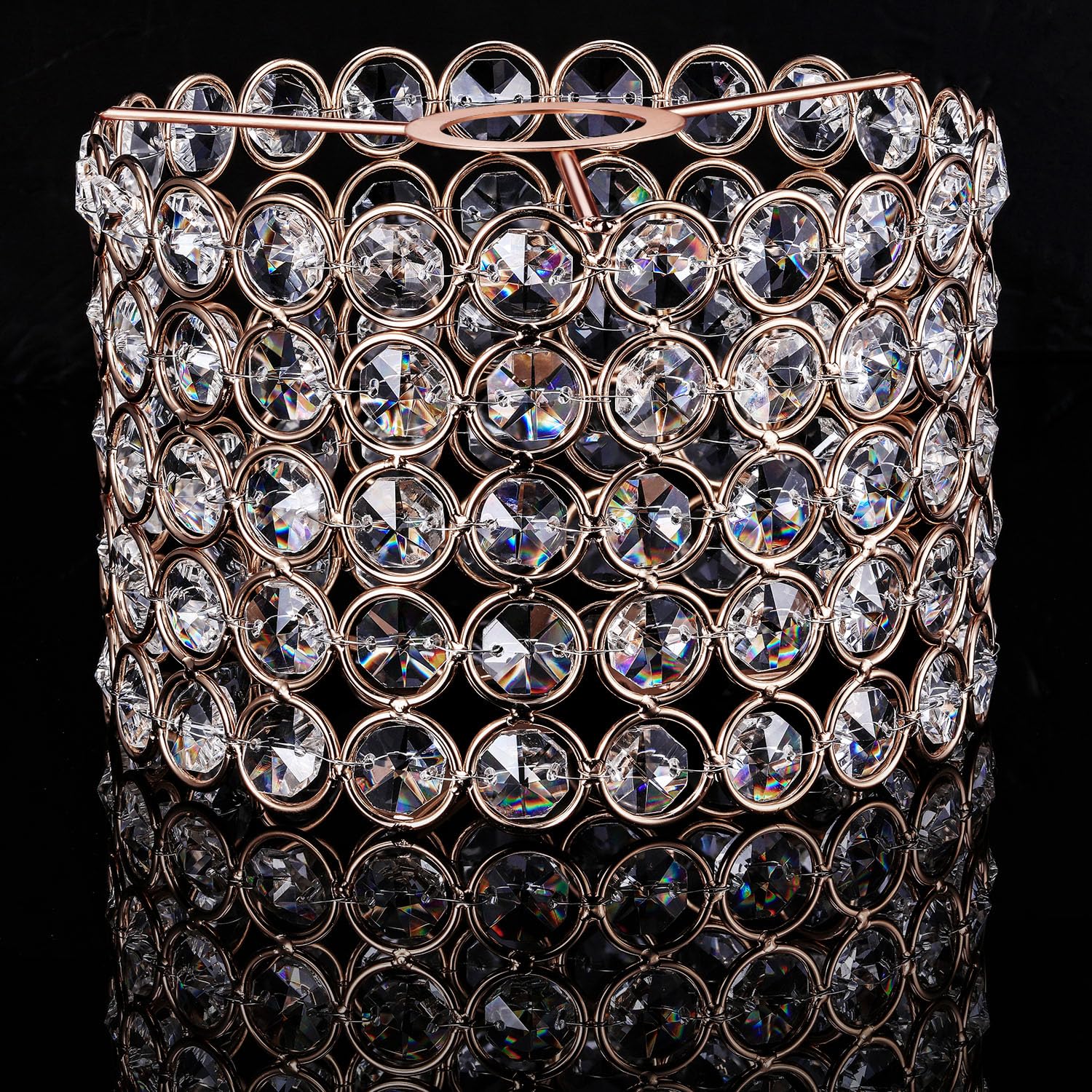 Boao Crystal Lamp Shade Ceiling Light Shade Chandelier Lampshade Fitting for Living Room Bedroom Bathroom Wedding Centerpiece Ev