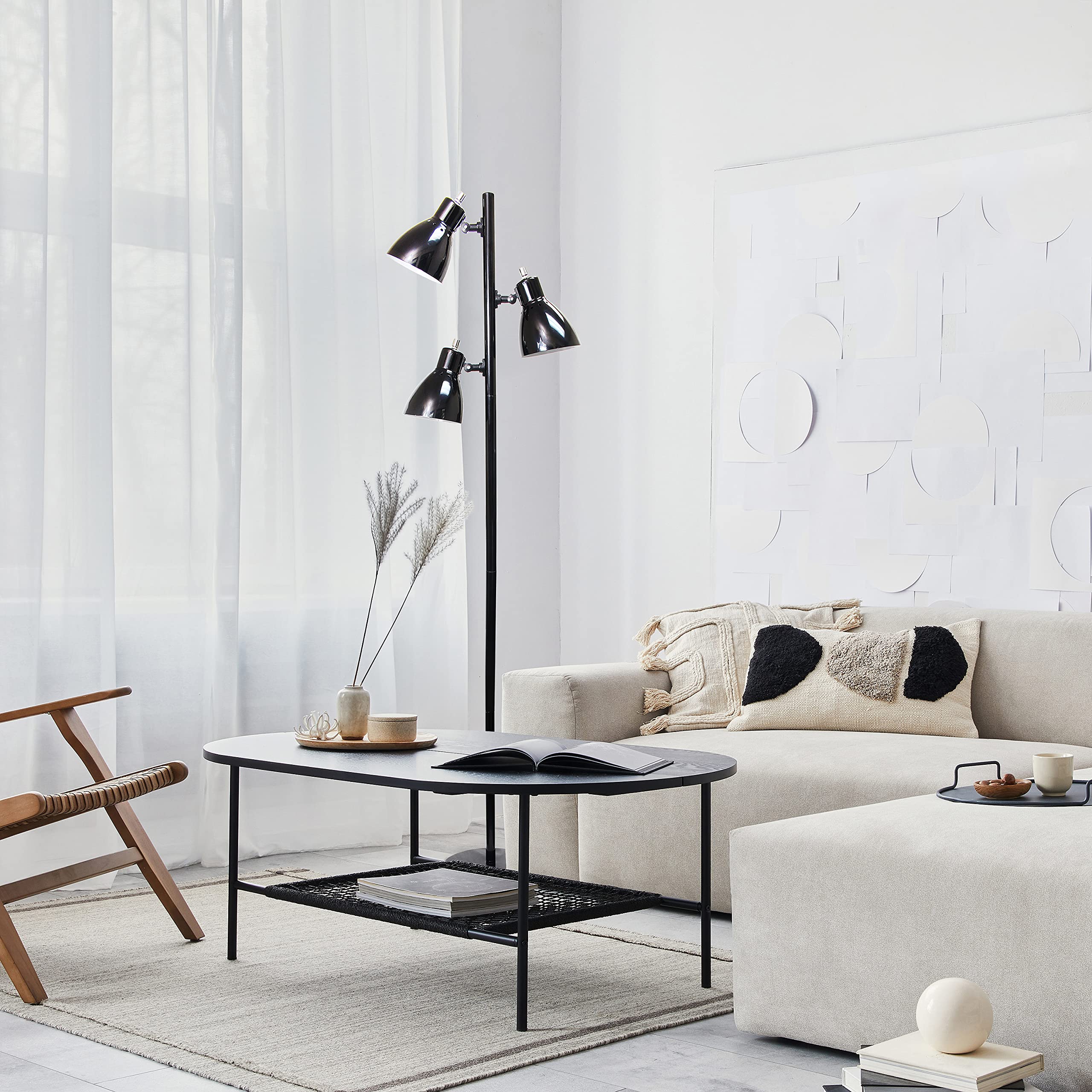 Simple Designs Lf2007-Blk Metal 3 Light Tree Floor Lamp, Black