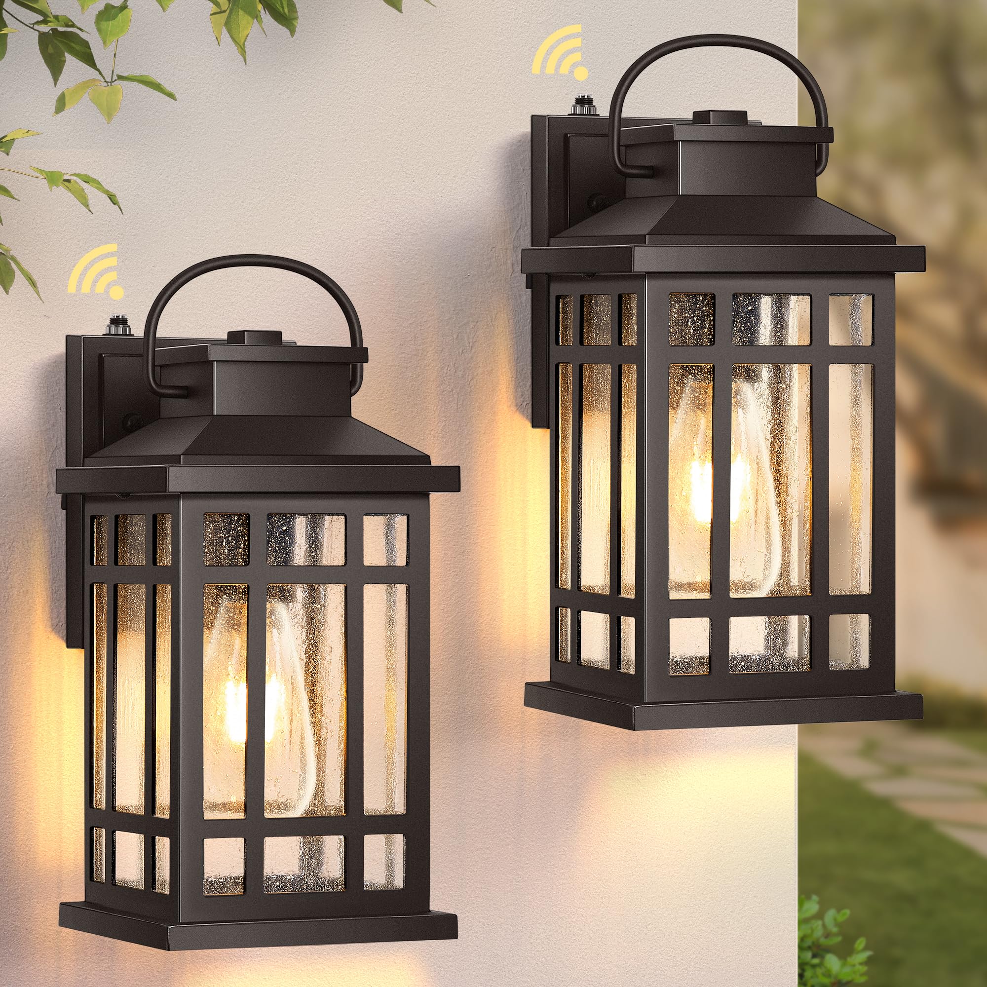 OPAXIS Exterior Lighting Fixtures  Oil Rubbed Bronze Dusk to Dawn Outdoor Light  100% Aluminum Outdoor Porch Lights Wall Mount  Waterproof Exterior Wall Sconce for Patio  2-pack Outside Garage Lantern