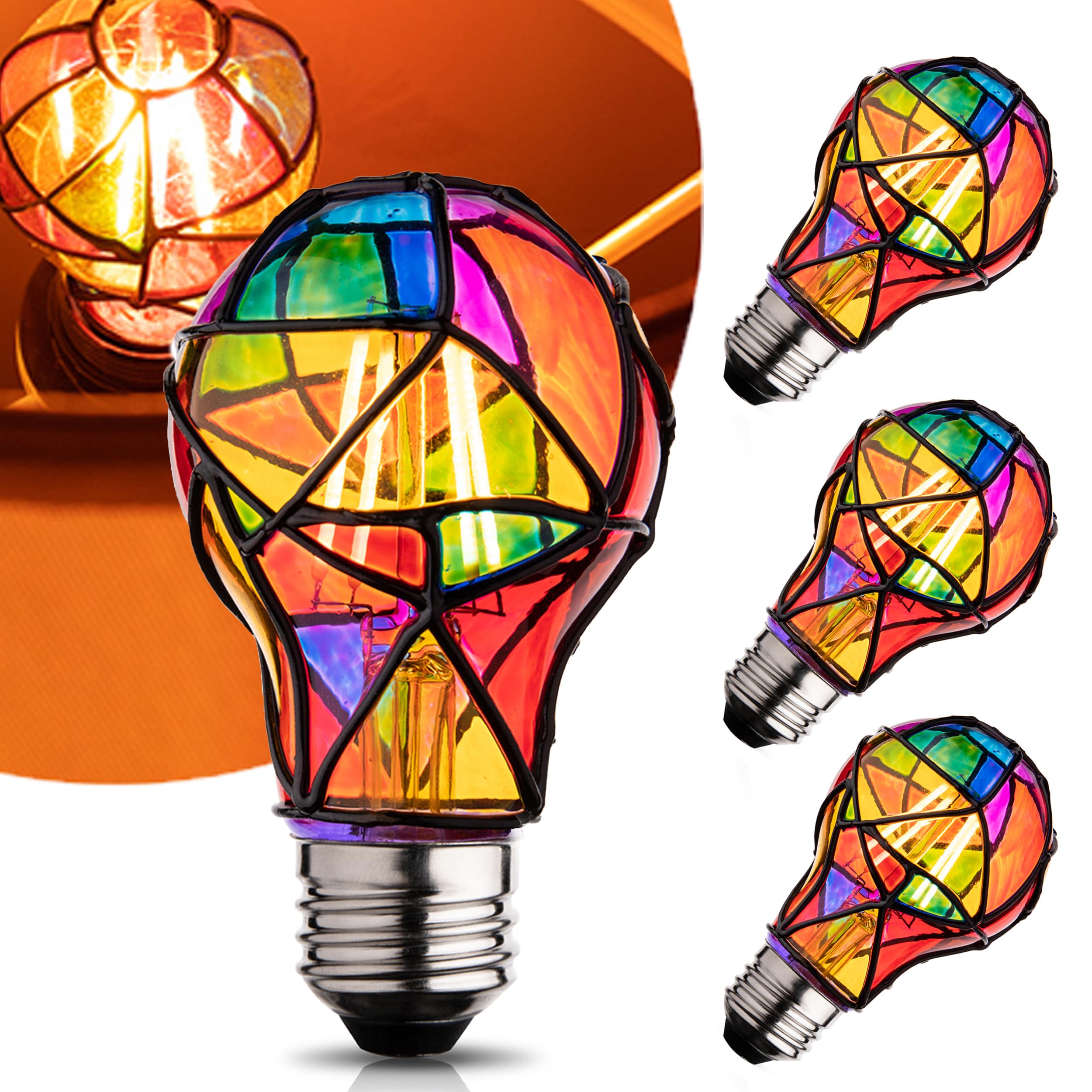 CybaaLuxzus Stained Glass Light Bulb Rainbow Discomfortted Light Bulb Mosaic Light Bulb 4W 120V Multi Colored Colorful Light Bulb Indoor Fun Romantic Light Bulbs Unique Decorative Light Bulbs