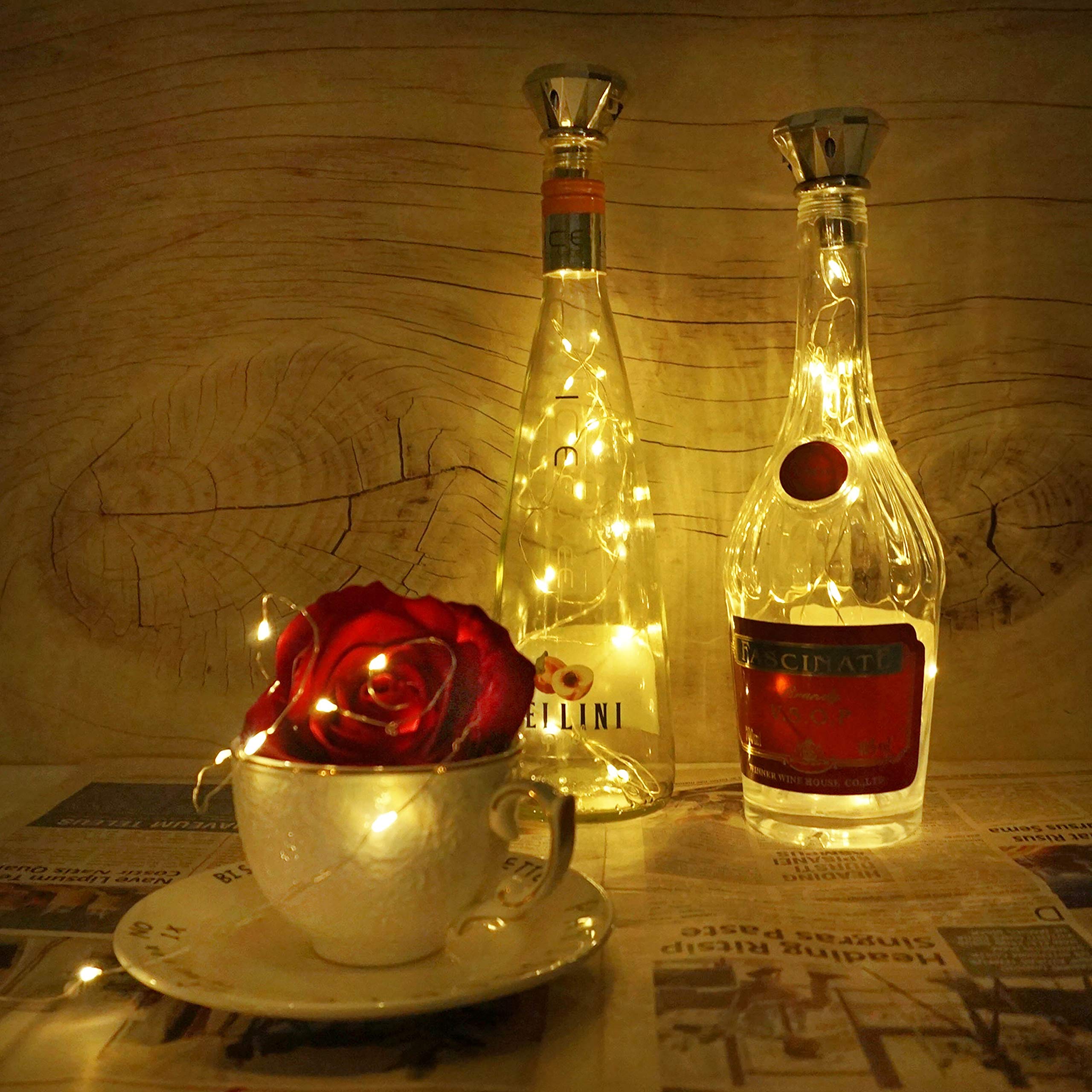 Cynzia Solar Wine Bottle Lights, 6 Pack, 20LED, Waterproof Fairy String Light, Warm White, Model 0e142510-f258-4025-9dac-f75f