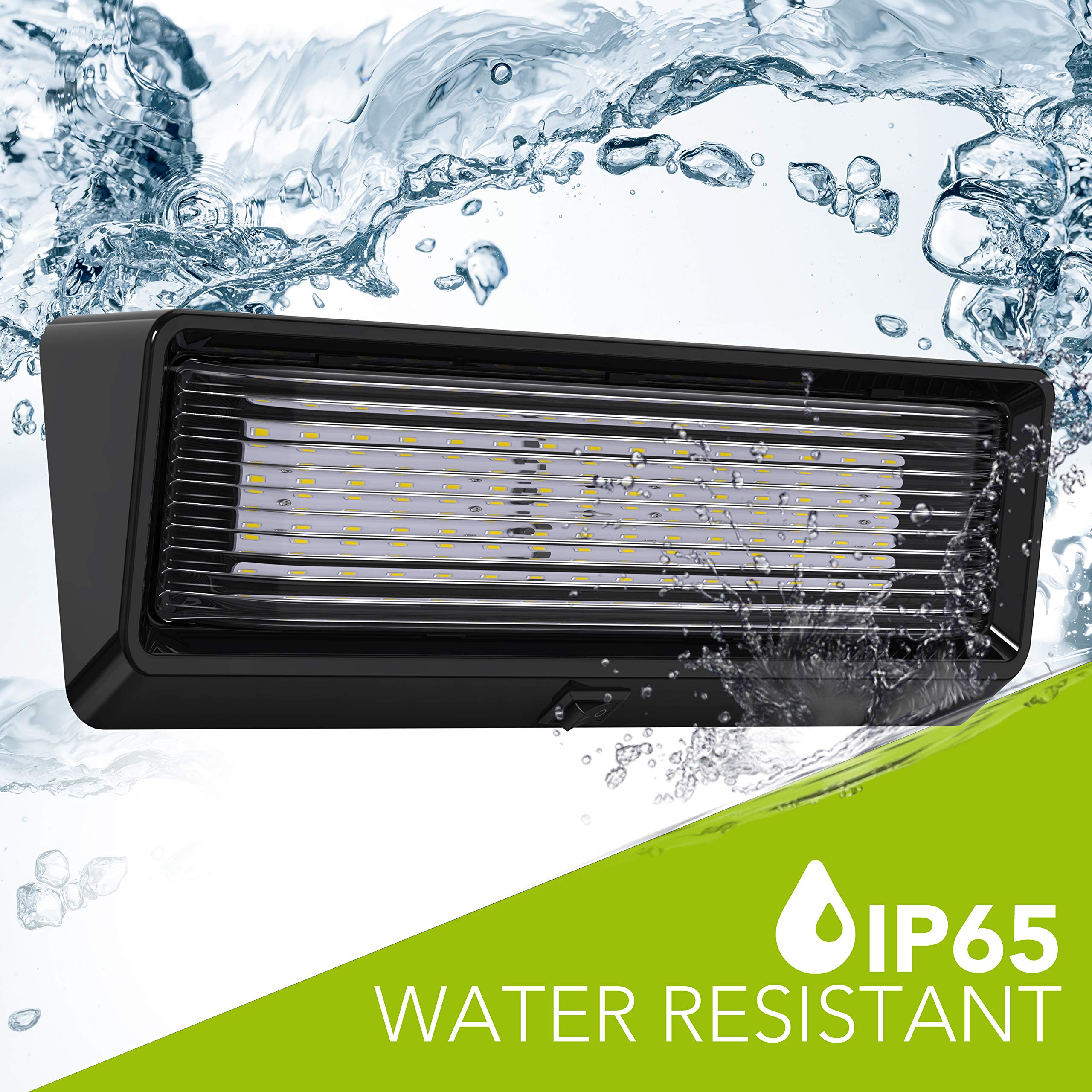 Leisure Led Rv Exterior Porch Utility Light With Switch Xl 12V 650 Lumen Lighting Fixture. Replacement Lighting For Rvs, Trailers, Campers, 5Th Wheels Black Base Clear Lens (Black, 2-Pack)