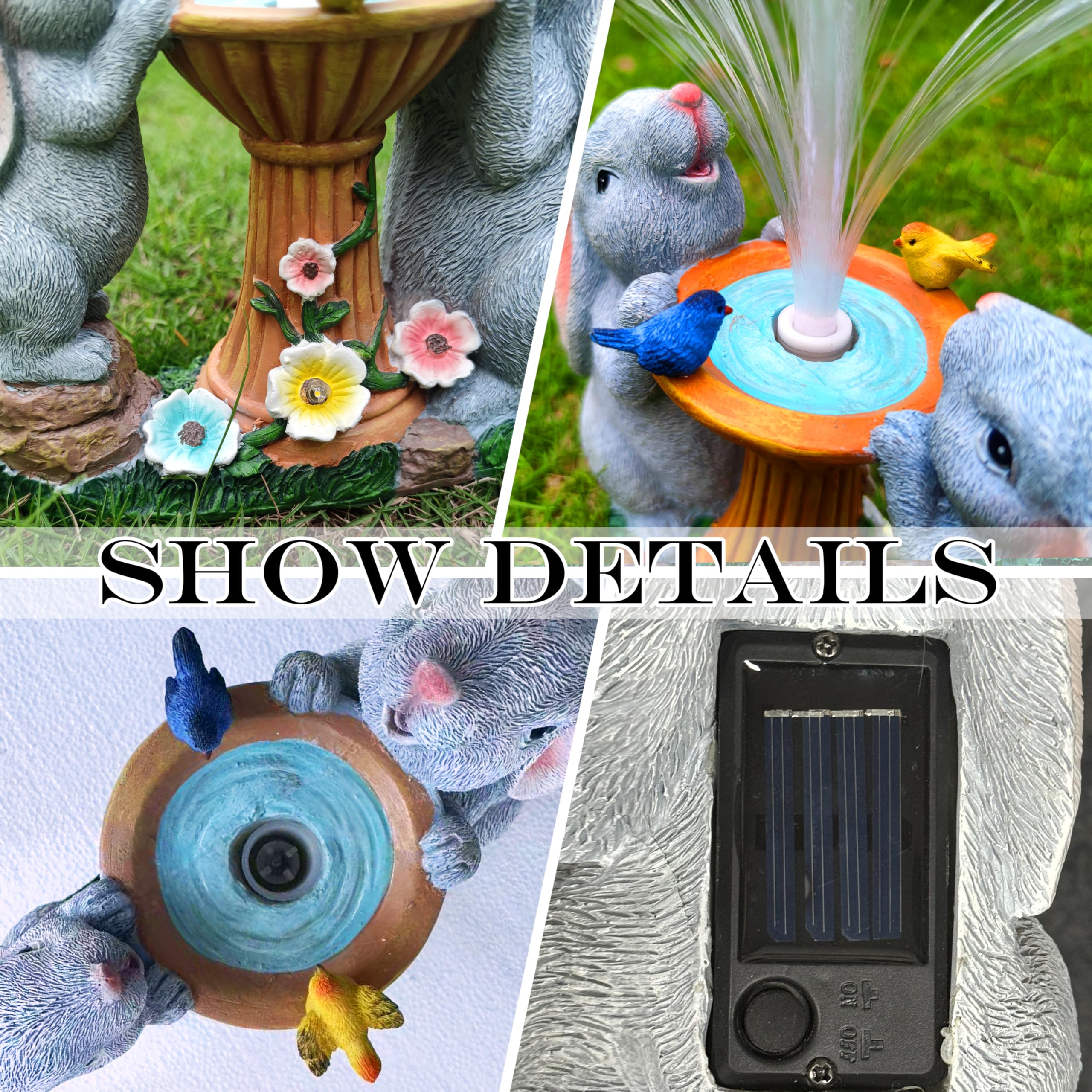 Rctticuu Solar Rabbit Garden Statues Outdoor Decor With Led Lights  Resin Rabbits Figurine Lights Decorations Colour Changing Fiber Optical Light  Outside Lawn Decor For Yard  Unique Housewarming Gift