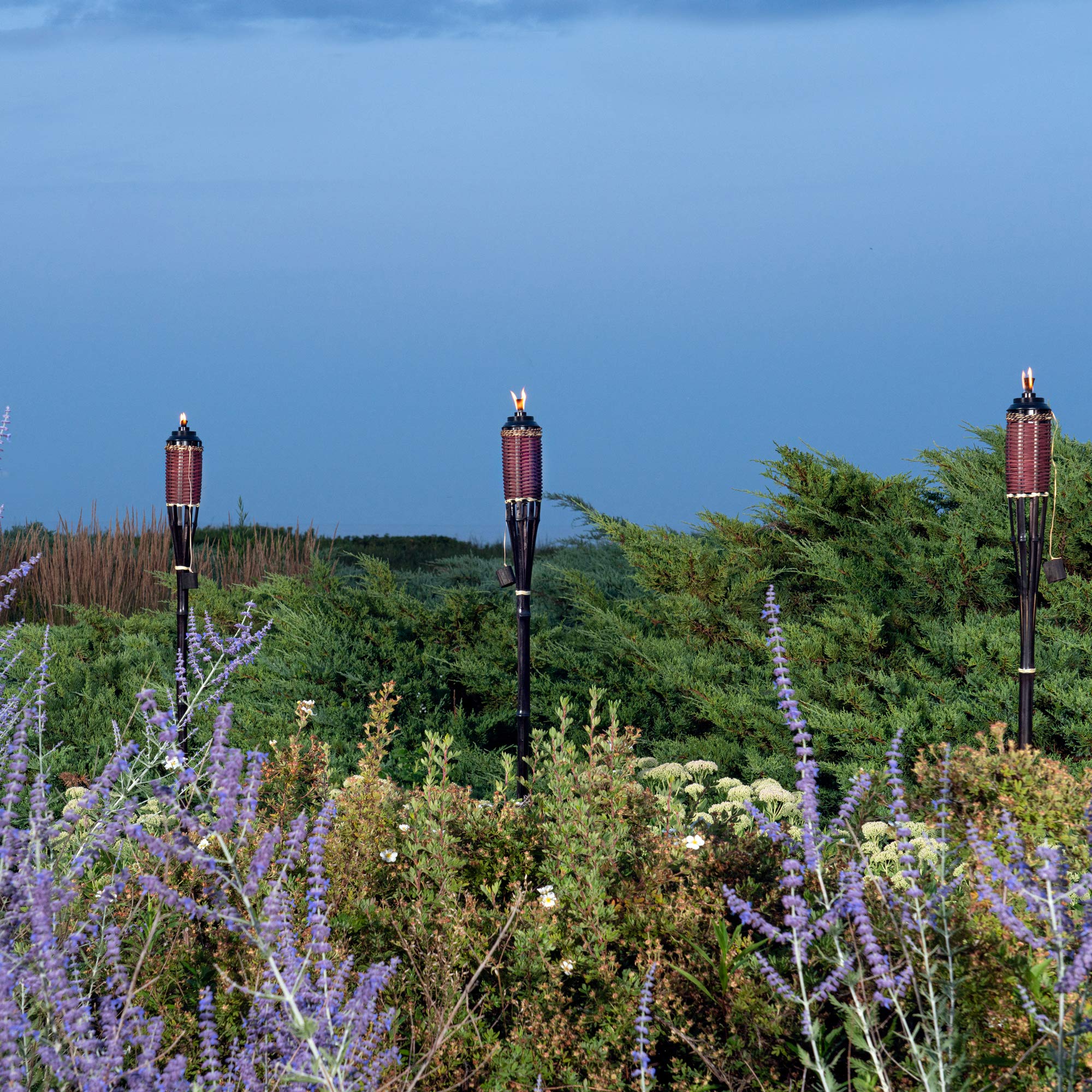 Backyadda Bamboo Torches - 57&quot; Tall, Extra-Large Metal Canisters, Fiberglass Wicks For Outdoor Use