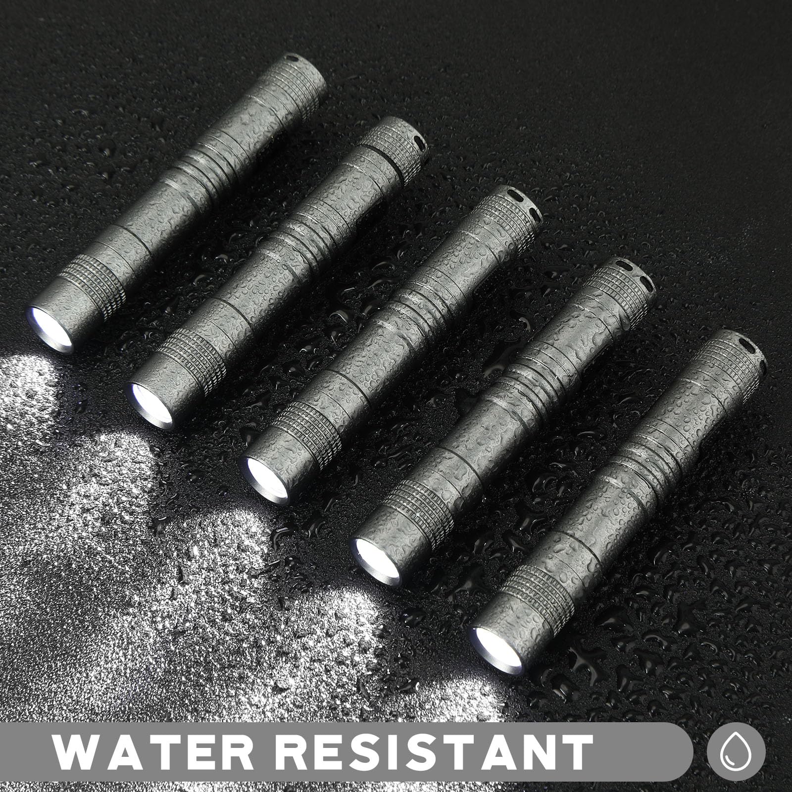 Hortsun Mini Pen Light Flashlights - 20 Pcs LED Handheld Torches, 3.54 Inch, Silver Gray, Aluminum, Pocket Size