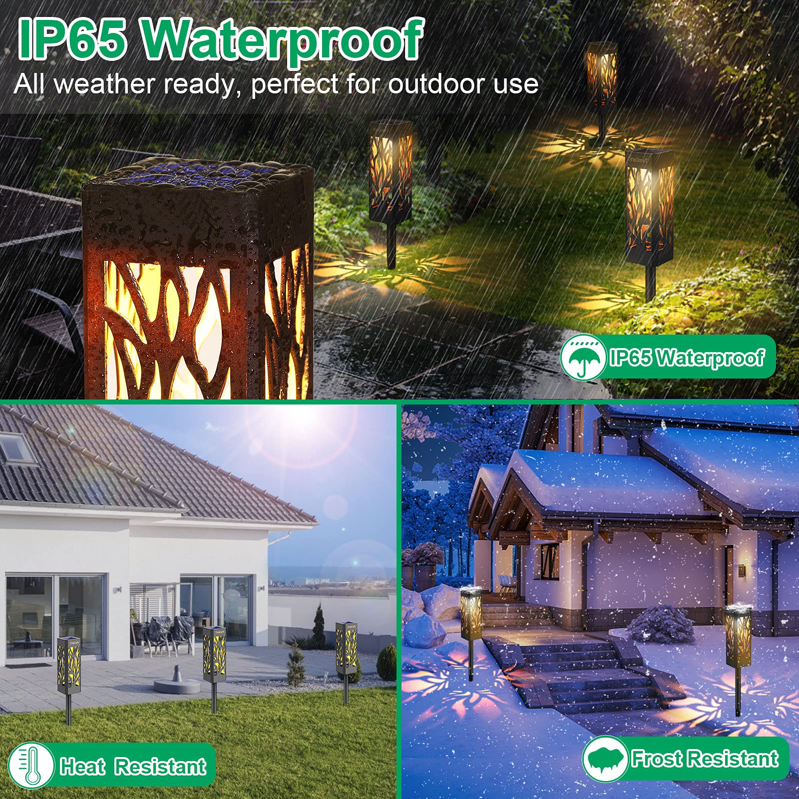 TomCare Solar Lights Outdoor - Upgraded 8 Pack Waterproof LED Garden Lights, White, Model SZ-19004, Bigger Size for Pathway & Walkway