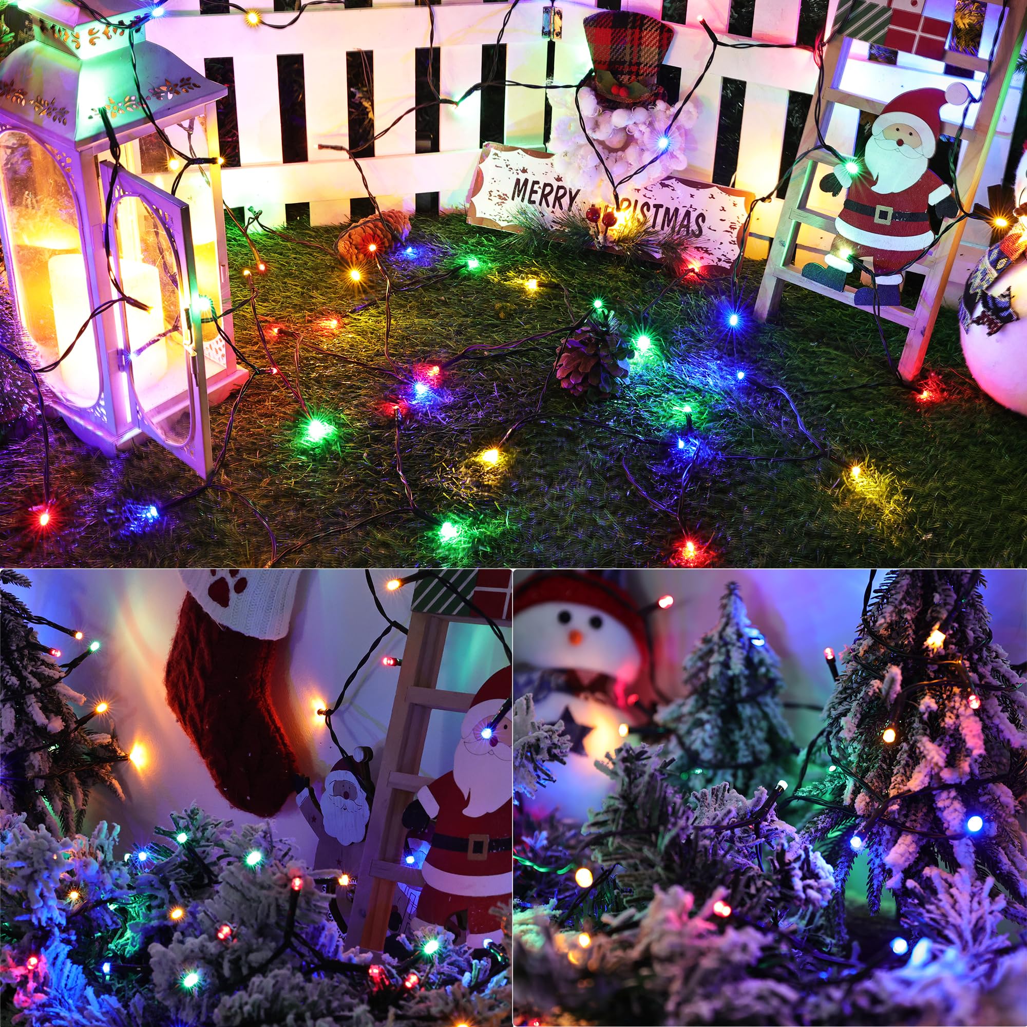 Battery Operated Christmas Lights - 2 Pack Total 33Ft 100 Led Battery String Lights 8 Modes Waterproof With Timer For Home  Garden  Party  Holiday  Christmas Tree Decoration (Green Wire  Multicolor)