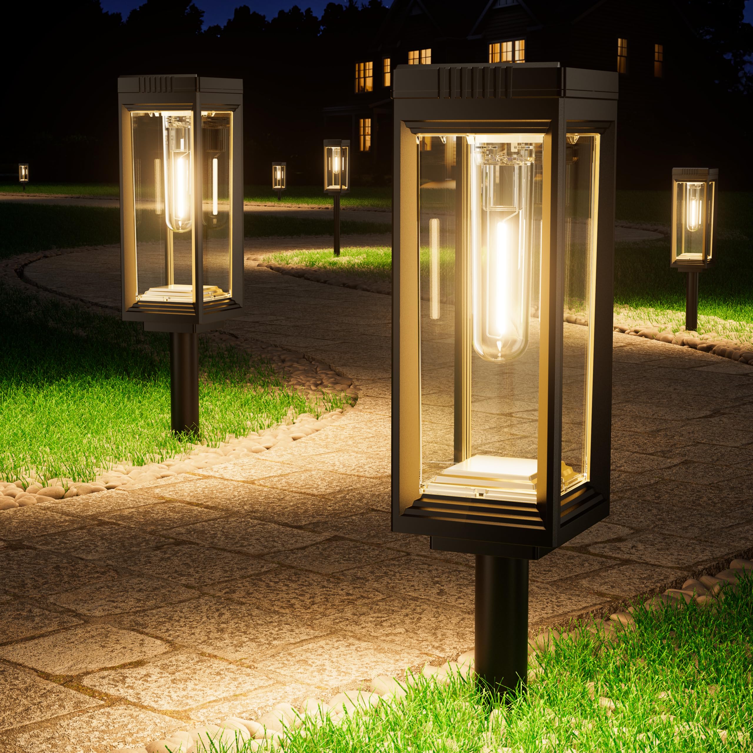 Wdtpro 6 Pack Upgraded Solar Pathway Lights Outdoor  Solar Lights Waterproof  Auto On/Off  15+ Hours Runtime  Lighting For Garden Outside Yard Driveway Landscape Path Patio  Warm White