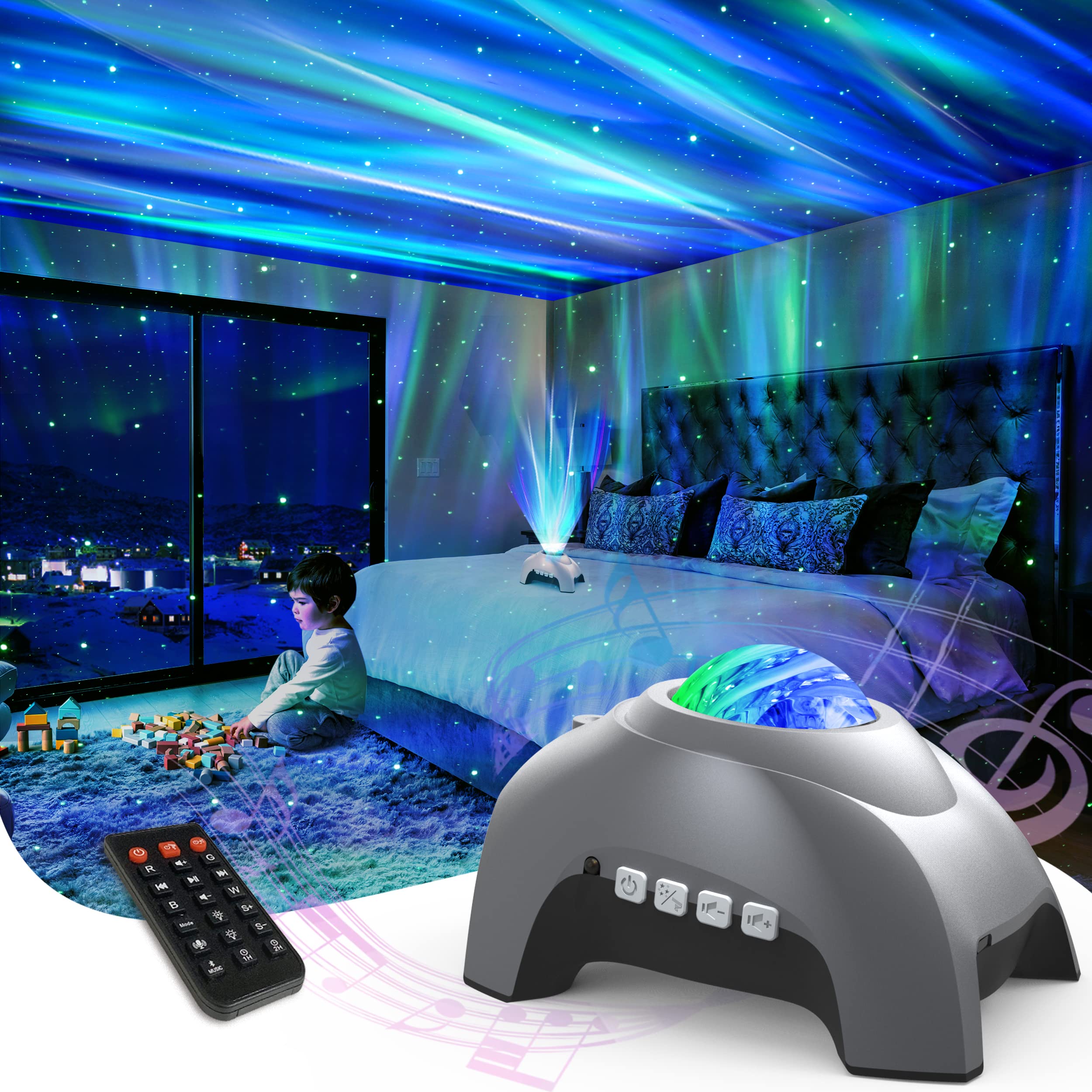 Aurora Projector - Airivo Star Projector For Kids Adults, Night Light Projector Bluetooth Speaker White Noise, Galaxy Projector