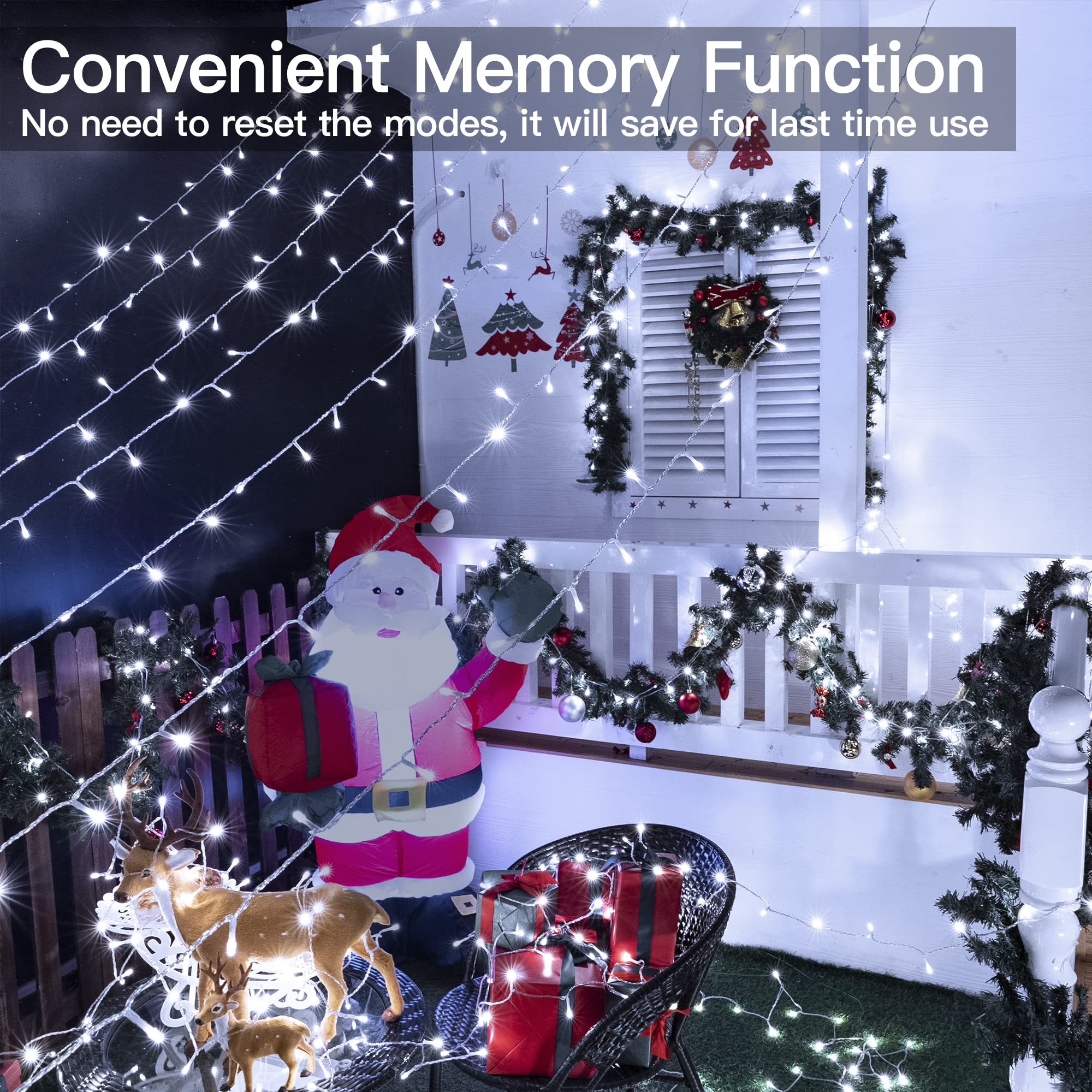 Ollny 400Led Christmas Lights Outdoor, Cool White Fairy String Lights With Remote, 8 Modes, 131Ft For Indoor/Outdoor Decorations