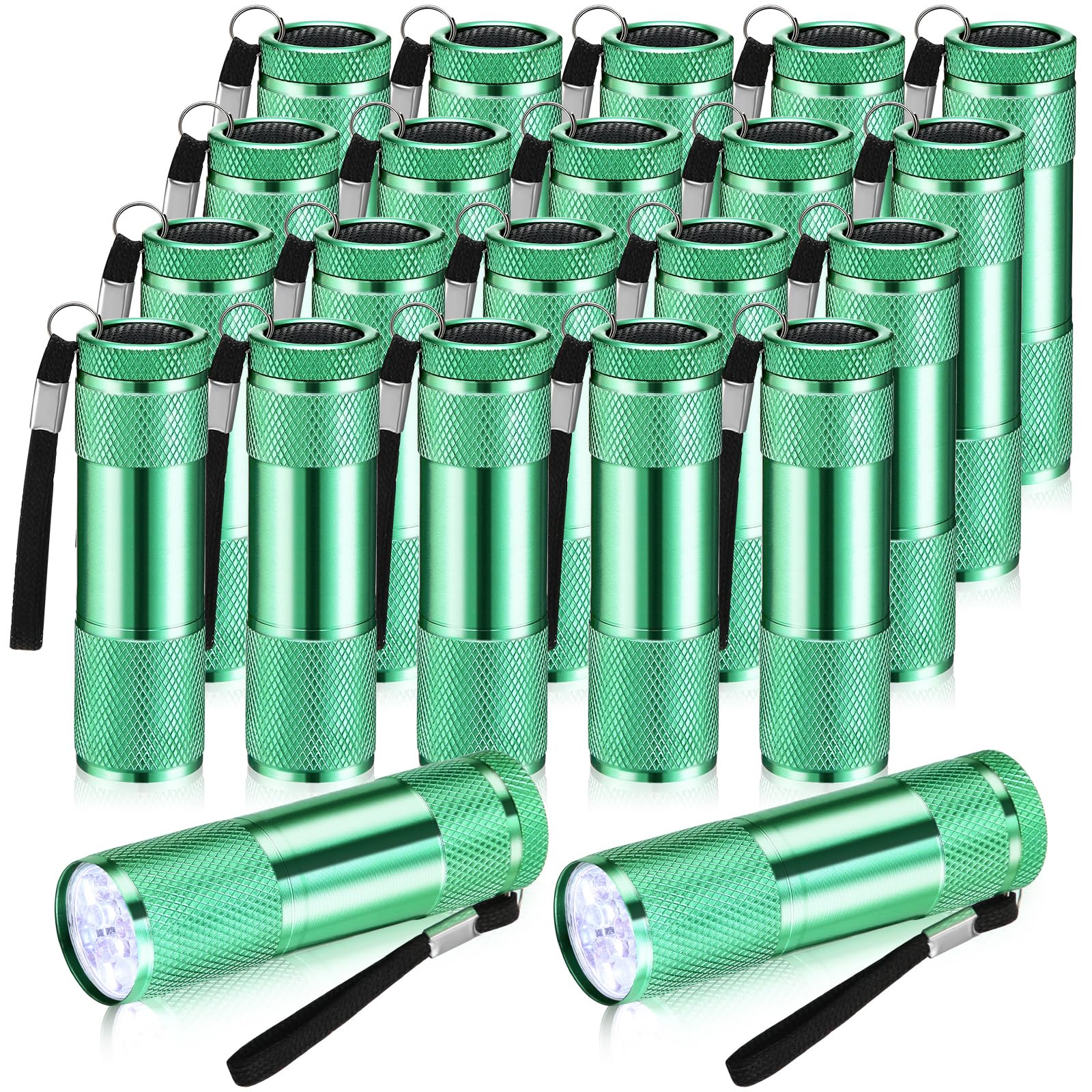 VIHOSE Mini Flashlights Bulk, 20 Pcs, Bright Aluminum LED, Small Handheld, Green, Perfect for Night Reading, Camping, Emergency
