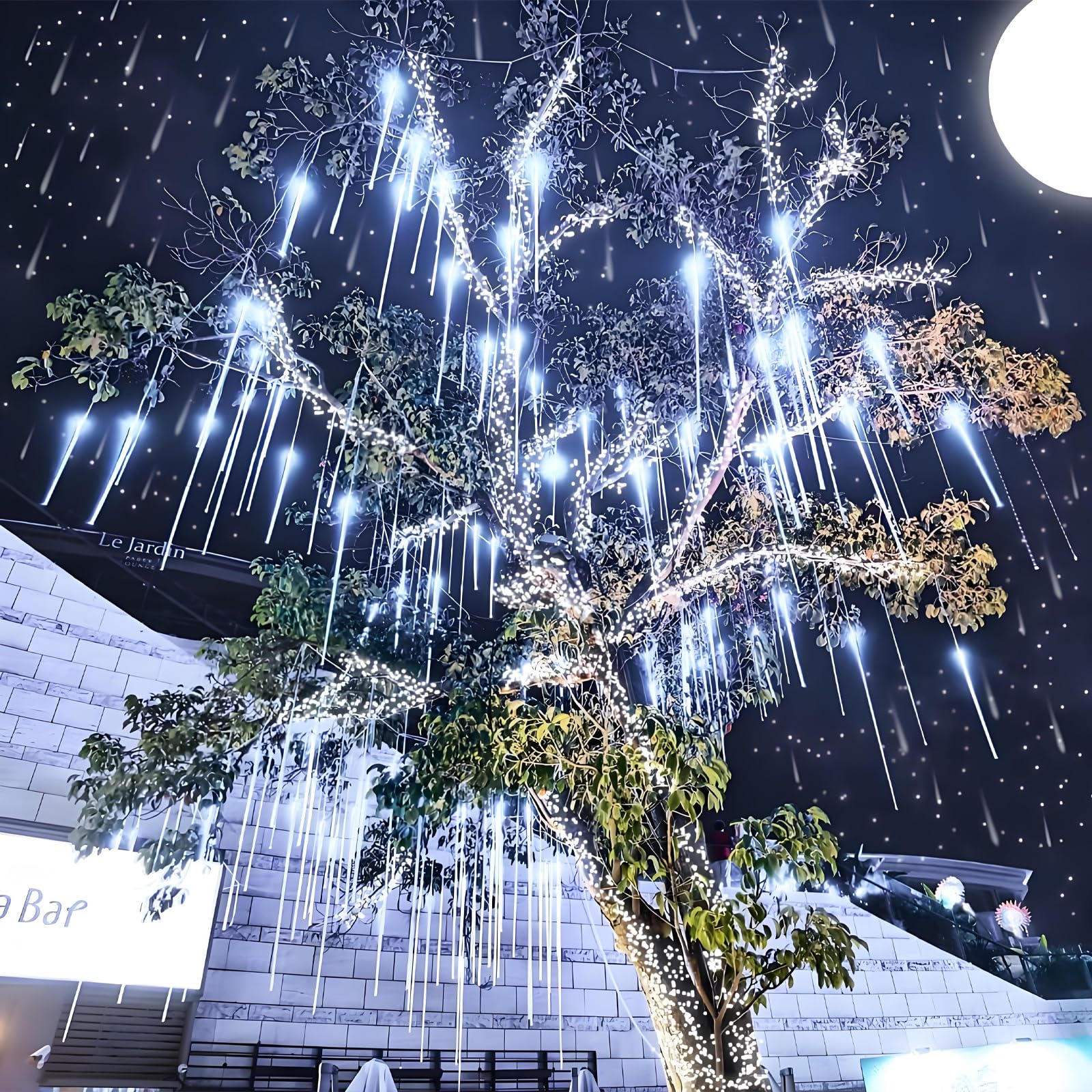 Aukora Led Meteor Shower Lights, 8 Tubes 192 Leds, 26.9Ft White Icicle Lights For Christmas, Weddings, Outdoor Decoration - Model Au-Fa-001