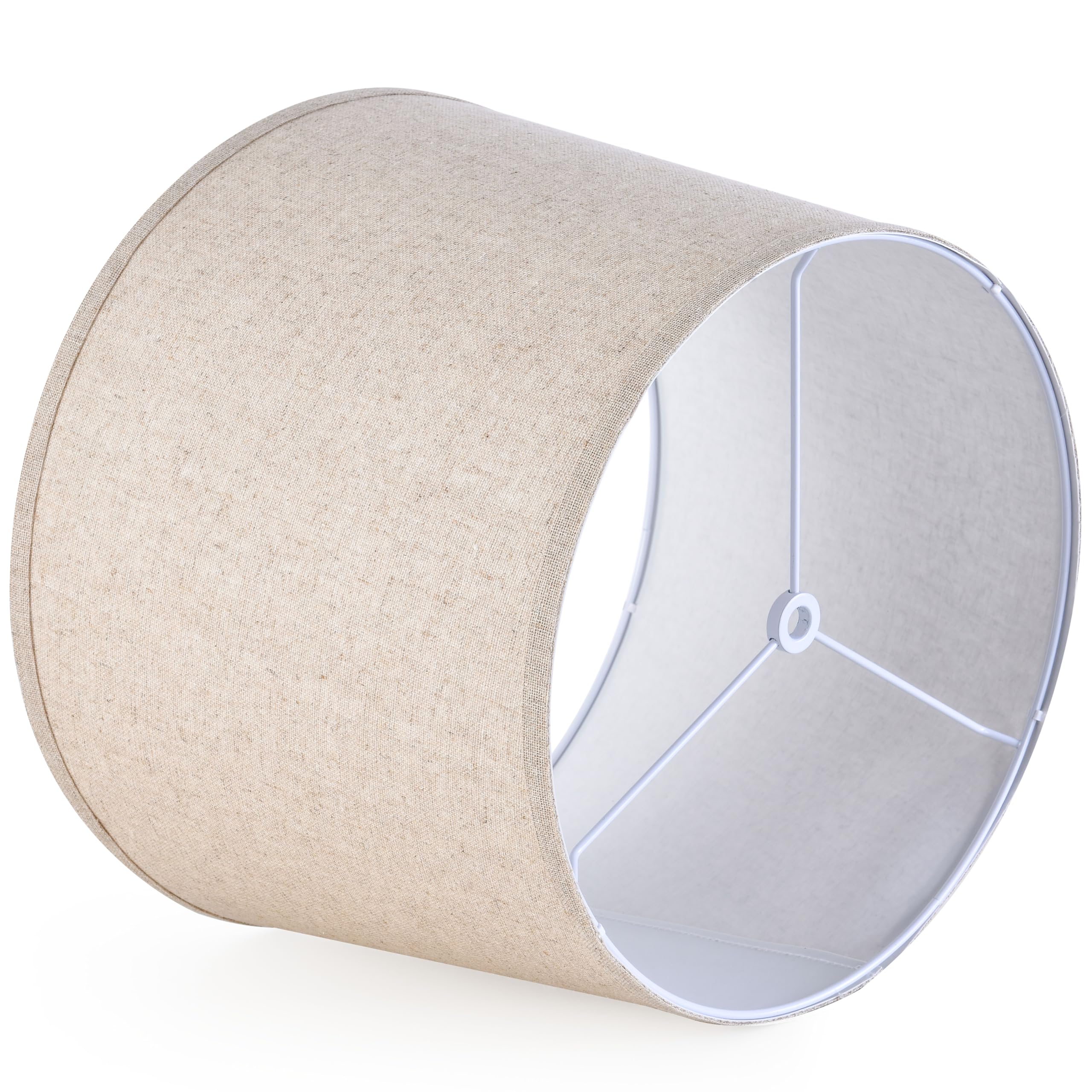 Go&So Drum Lamp Shades Set Of 2 Medium Beige Lampshade For Table Lamps-11" Top X 13" Bottom X 10" High(Spider),Oatmeal Linen Shade -Replacement Lamp Shade Modern, Diy Pendant Light,Easy Assembly