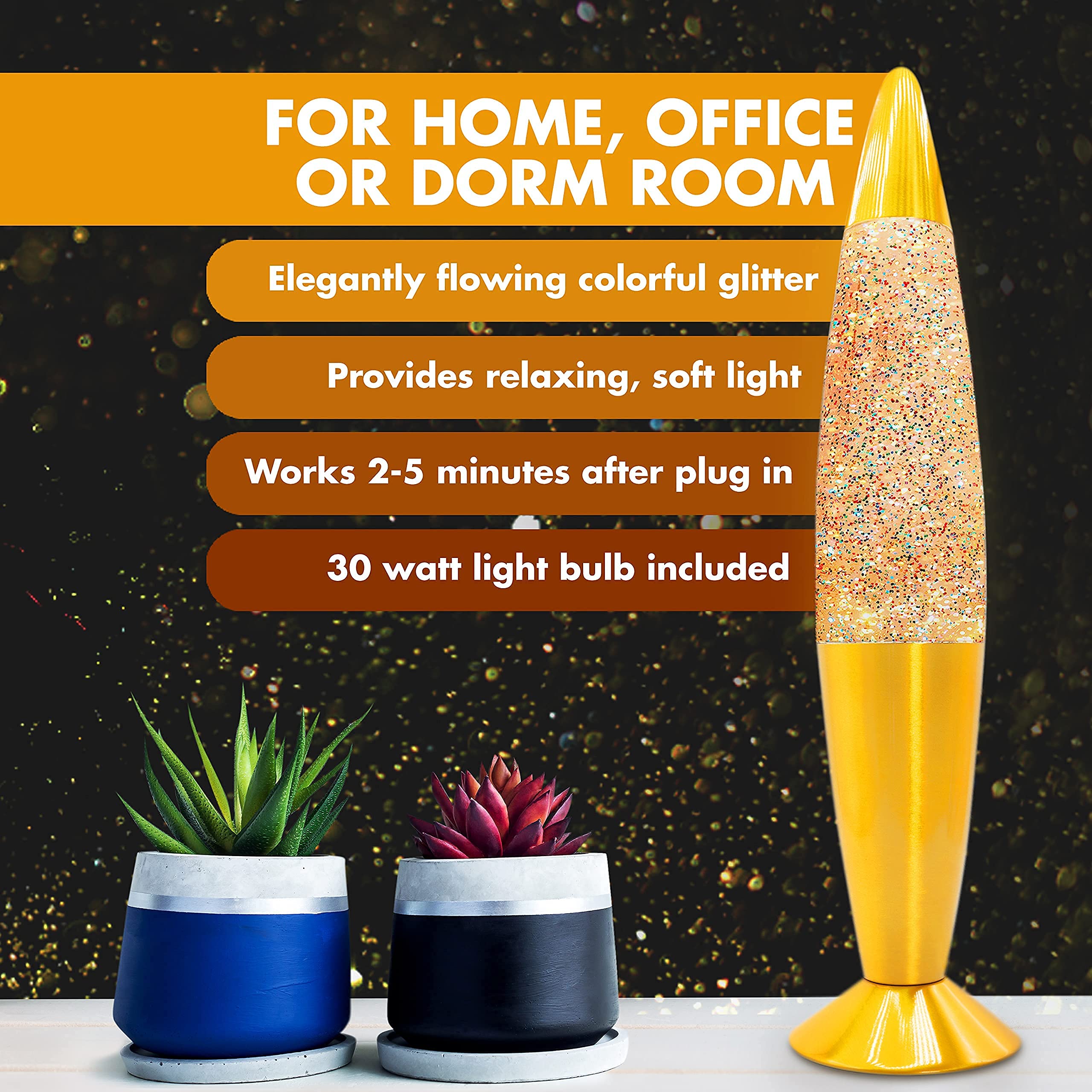 Jambo 16-Inch Rainbow Glitter Lamp - Beautiful Liquid Design, Aluminum, Model 55000, Perfect for Kids & Adults, Holiday Gift