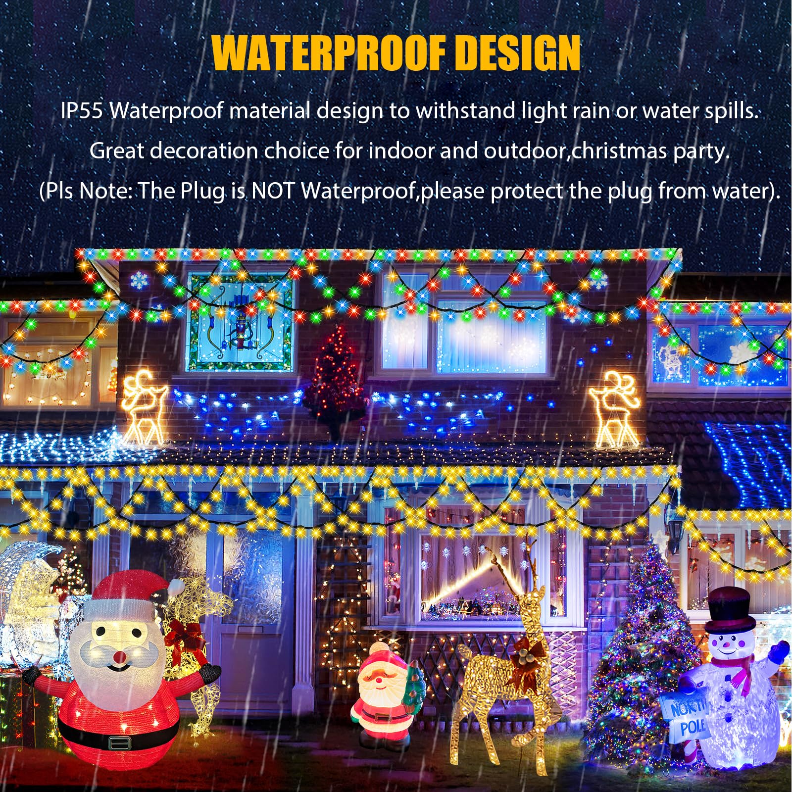 Kazoku Christmas Light Outdoor 380Led 40Ft Waterproof Fairy String Lights Extendable Half-Round Christmas Lights Remote Control