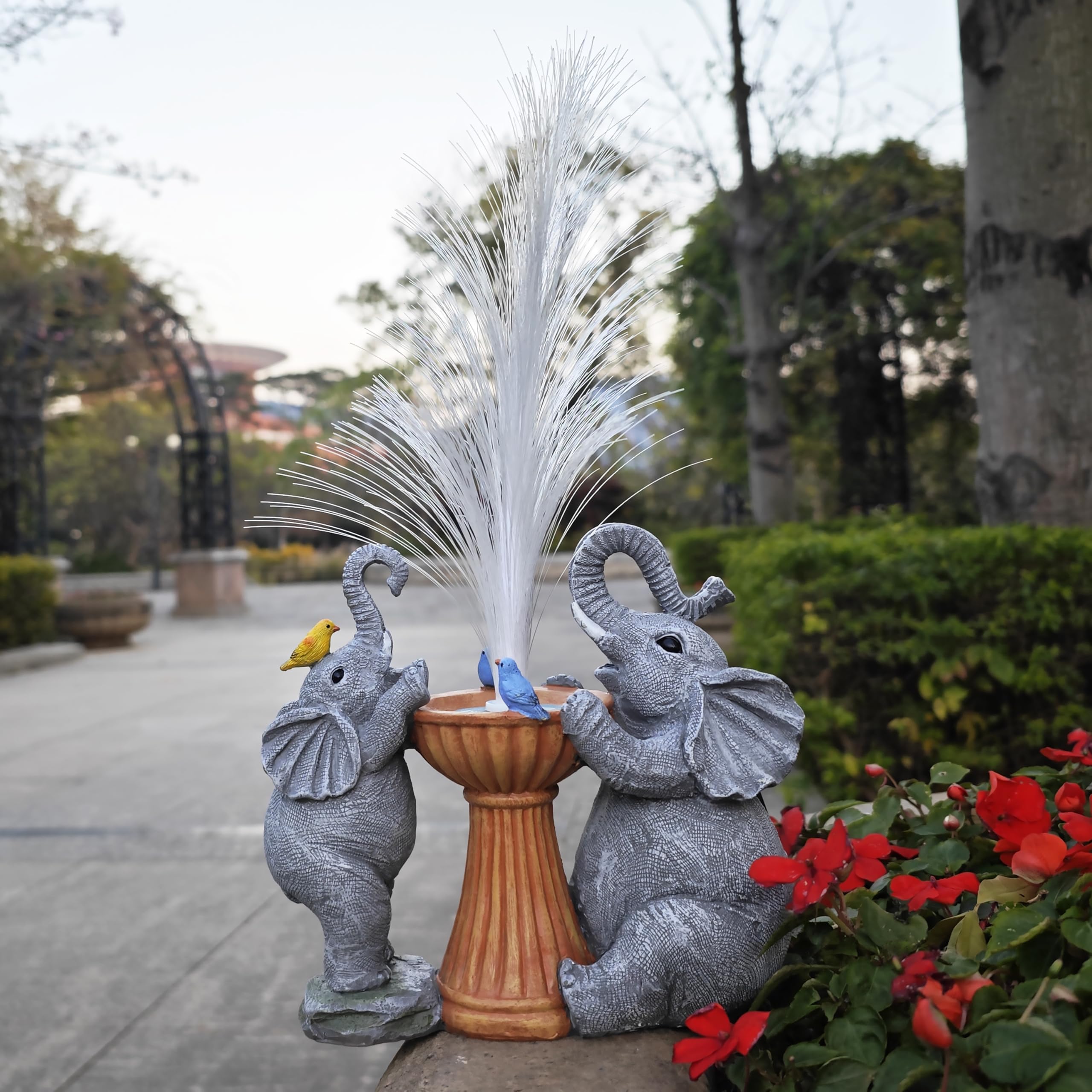 Rctticuu Elephant Statue Solar Garden Decor,Resin Elephant Statue And Colour Changing Optical Fiber Solar Lights,Outdoor Decor F