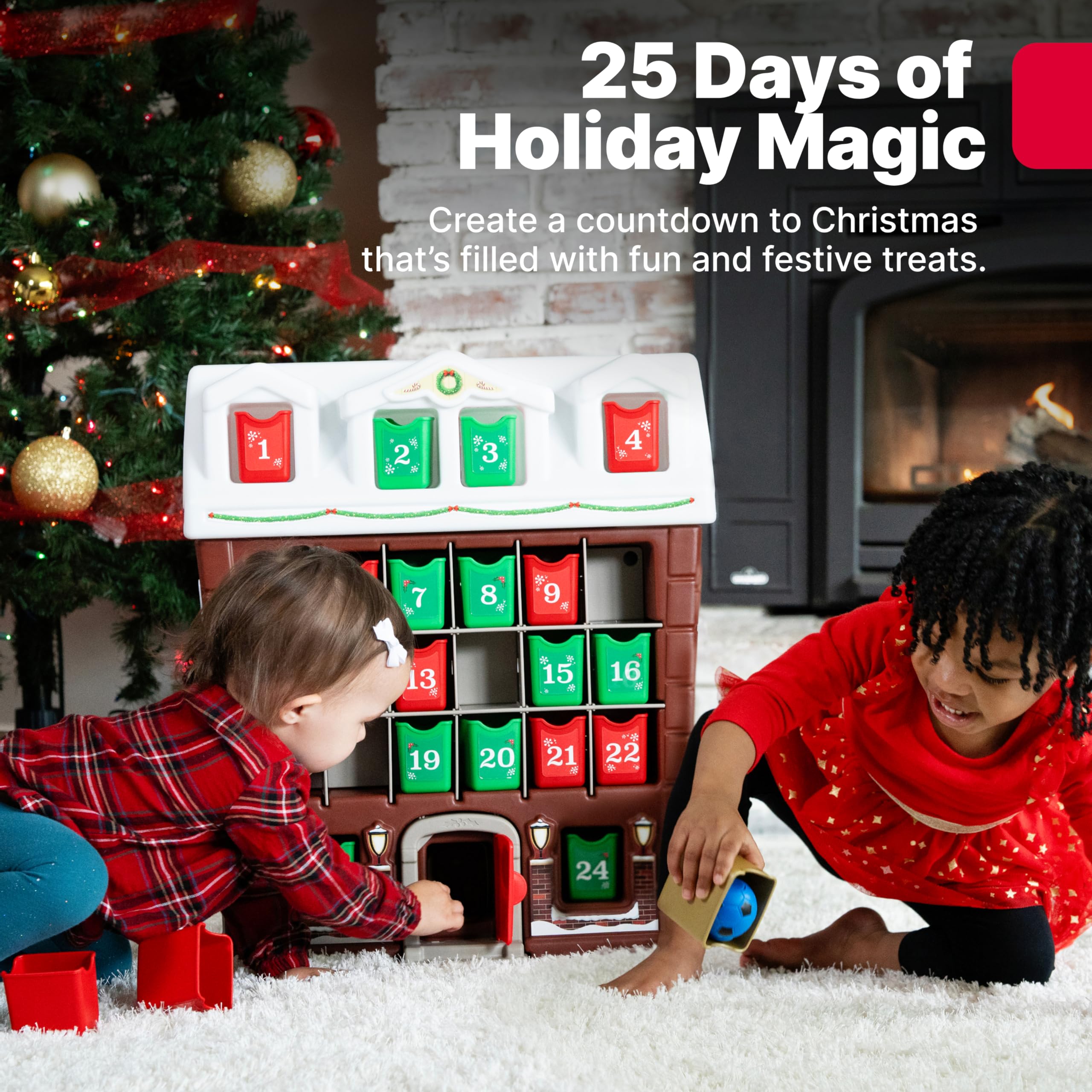 Step2 My First Advent Calendar - Interactive Christmas Toy with 25 Refillable Bins, Durable Plastic, Multicolor, for Toddlers 1.5+ Years Old