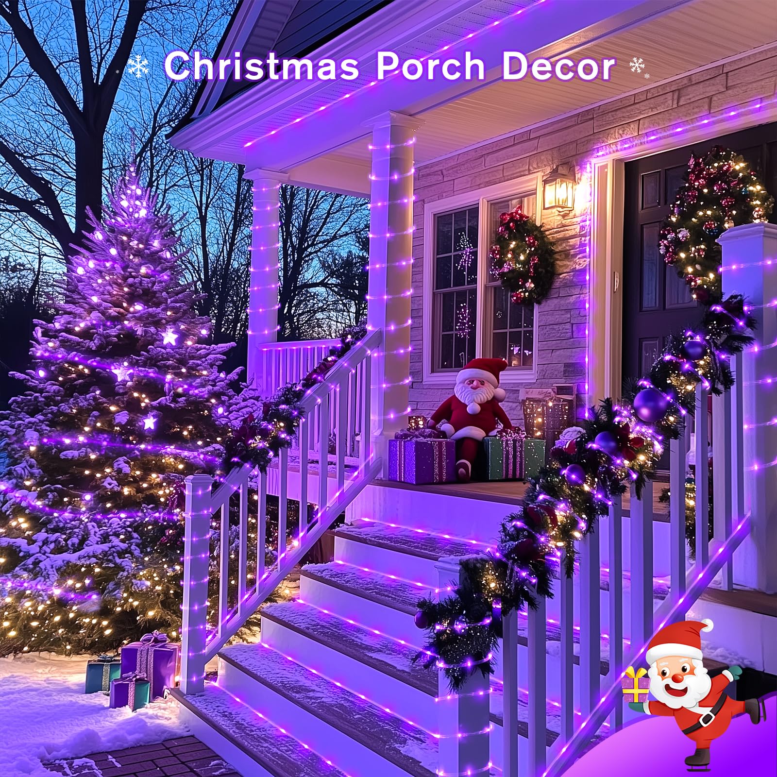 Jmexsuss 200 Led Purple Halloween Lights - 66 Ft Indoor/Outdoor Waterproof Purple Rope Lights For Outside Decorations  Garden  Patio  Christmas Tree