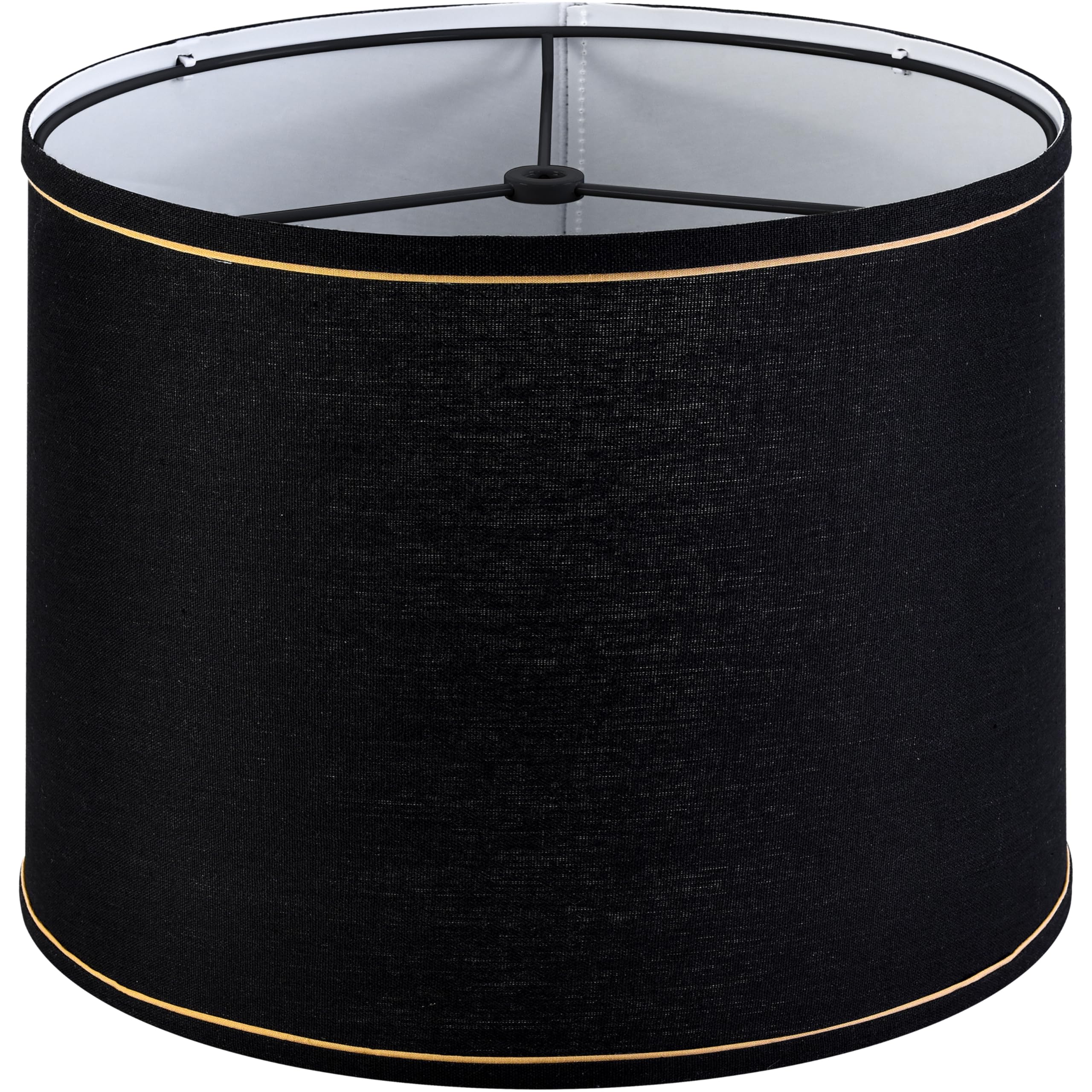 GO&SO Black and Gold Trim Drum Lamp shades Medium Lamp shade 13 Top?13 Bottom?10 High(Spider) Modern Lampshades for Table&Bedside lamp Floor Lamp Replacement Lampshade in Hand Crafted Easy Assembly