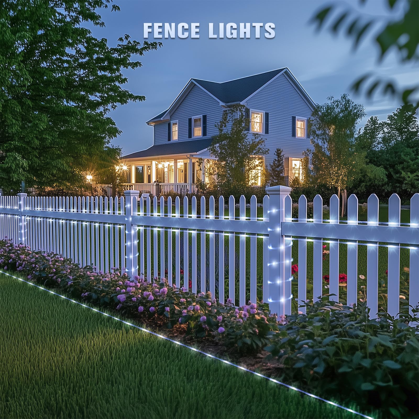 JMEXSUSS Solar Rope Lights, 200 LED, 66ft, Waterproof, 8 Modes, White