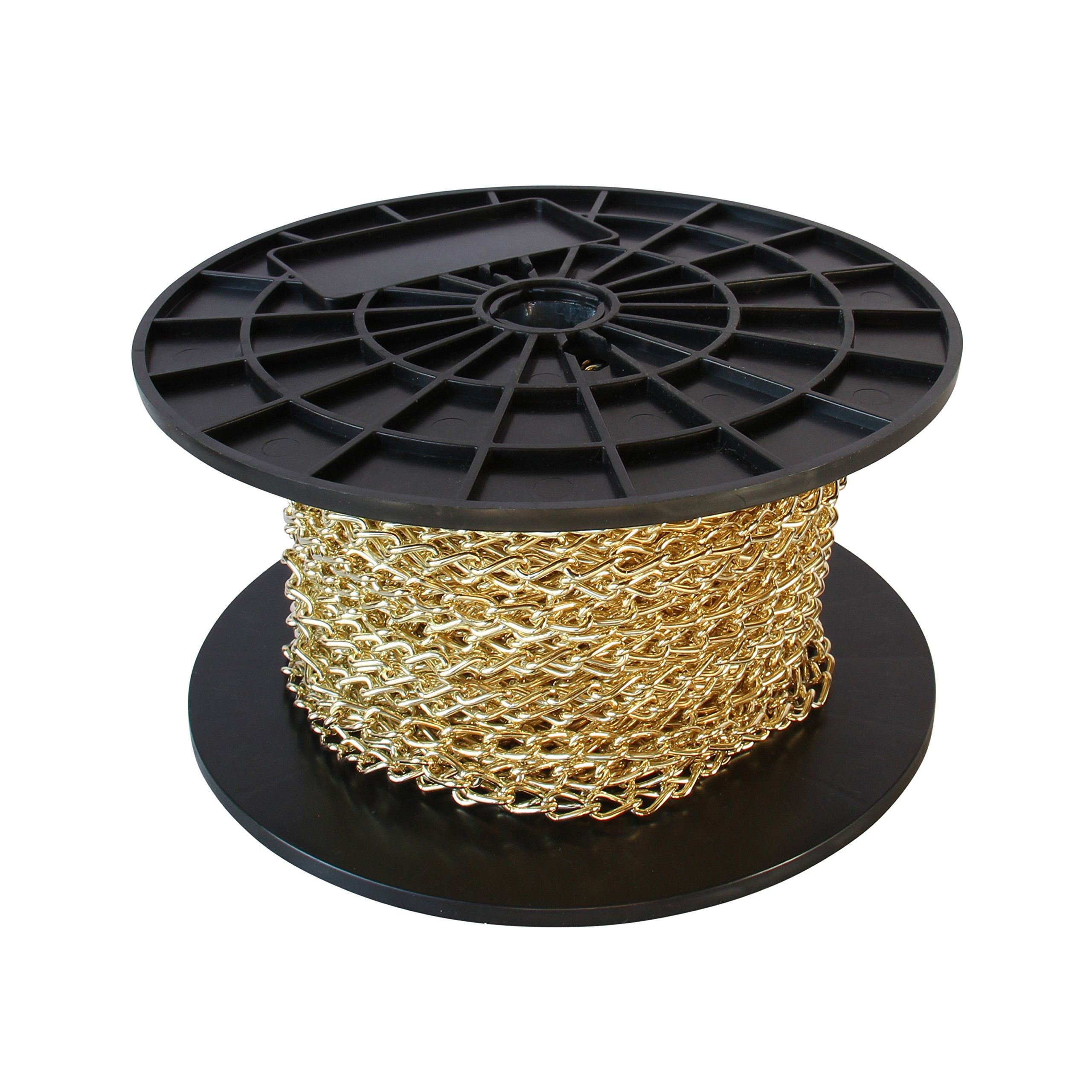 RCH Hardware Decorative Solid Steel Twist Link Fixture Chain, 12 Gauge, Polished Brass, Model CH-S54-14L-PB-164, 1 Reel/164