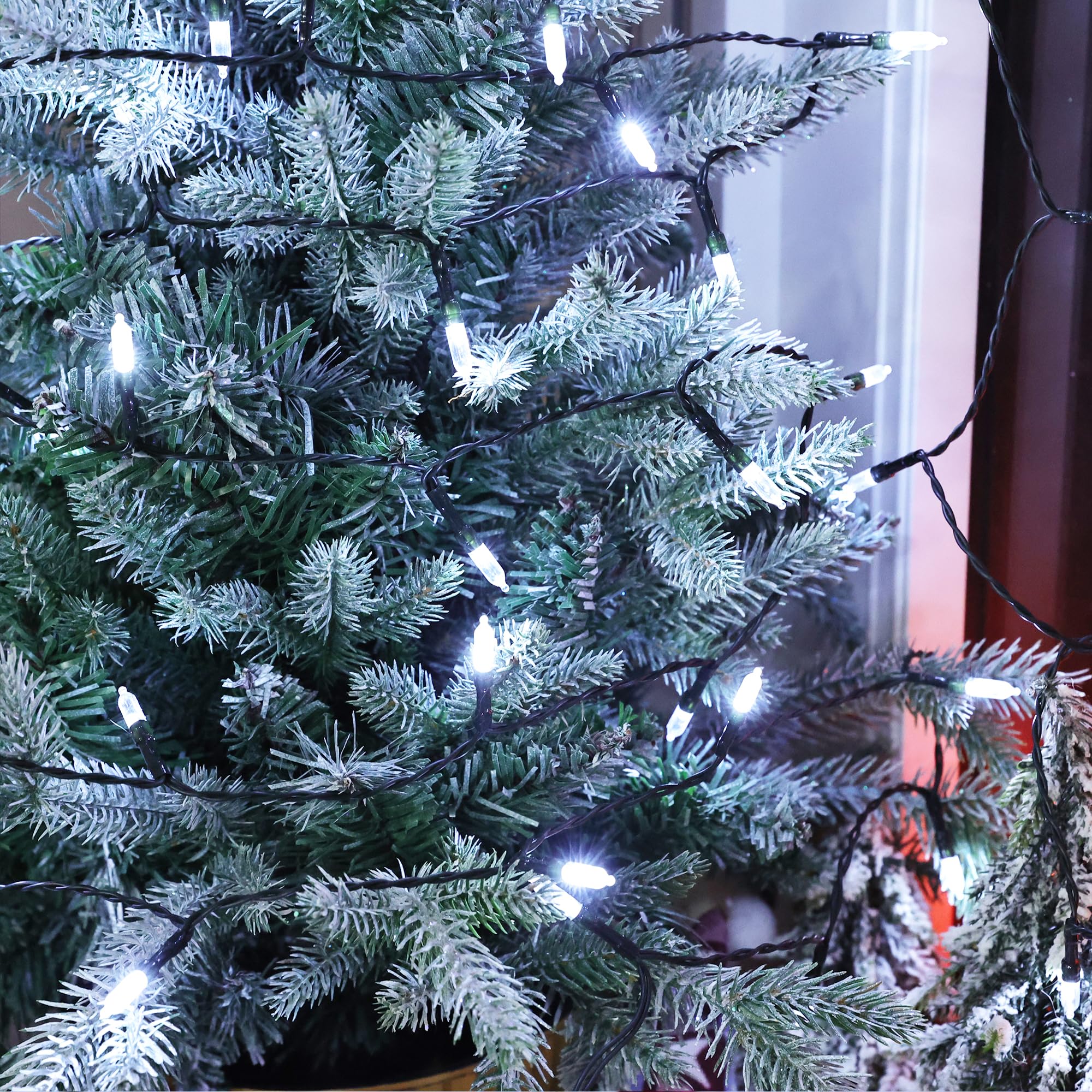 Lomotech Battery Operated Christmas Lights - 2 Pack Total 16Ft 50Leds Battery Mini String Lights With Timer For Home  Garden  Party  Holiday  Tree Decoration (Green Wire  White)