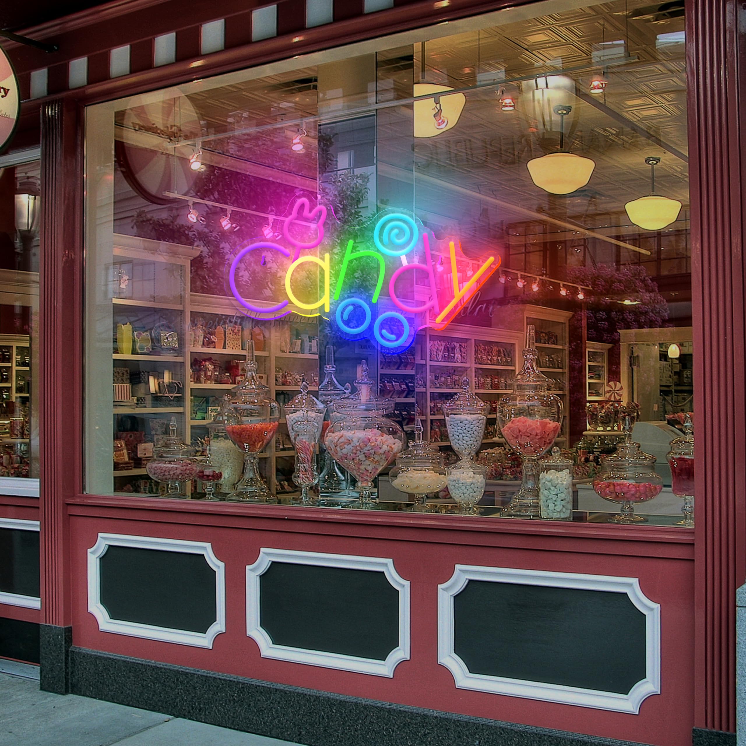 Candy Neon Sign Usb Powered Led Bunny Candy Neon Signs Dimmable Led Neon Lights For Bedroom Candy Bar Shop Candy Cart Display Halloween Party Candy Land Party Art Decoration Birthday Gifts