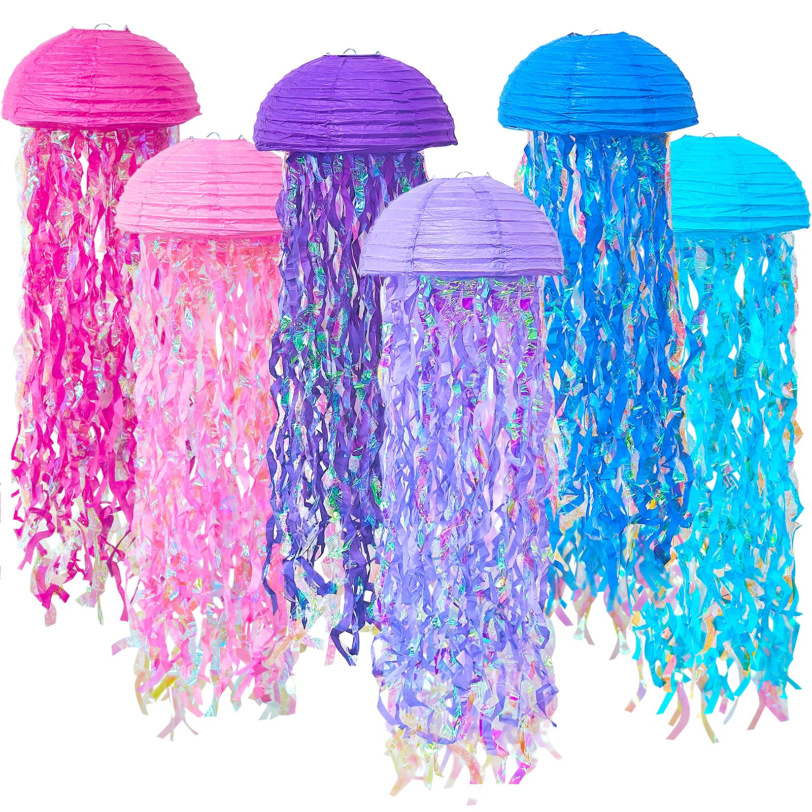 ADLKGG Pink Purple Blue Jellyfish Paper Lanterns, Under The Sea Party Decorations, Hanging Jelly Fish for Mermaid Ocean Themed B