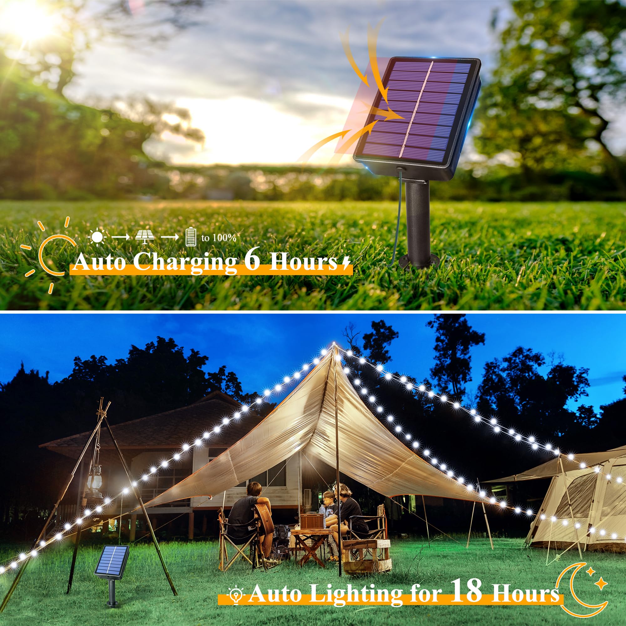 Ollny Solar String Lights Outdoor, 40Ft 120Led Solar Fairy Lights, 8 Modes Ip67 Waterproof Solar Lights For Outside Yard Garden