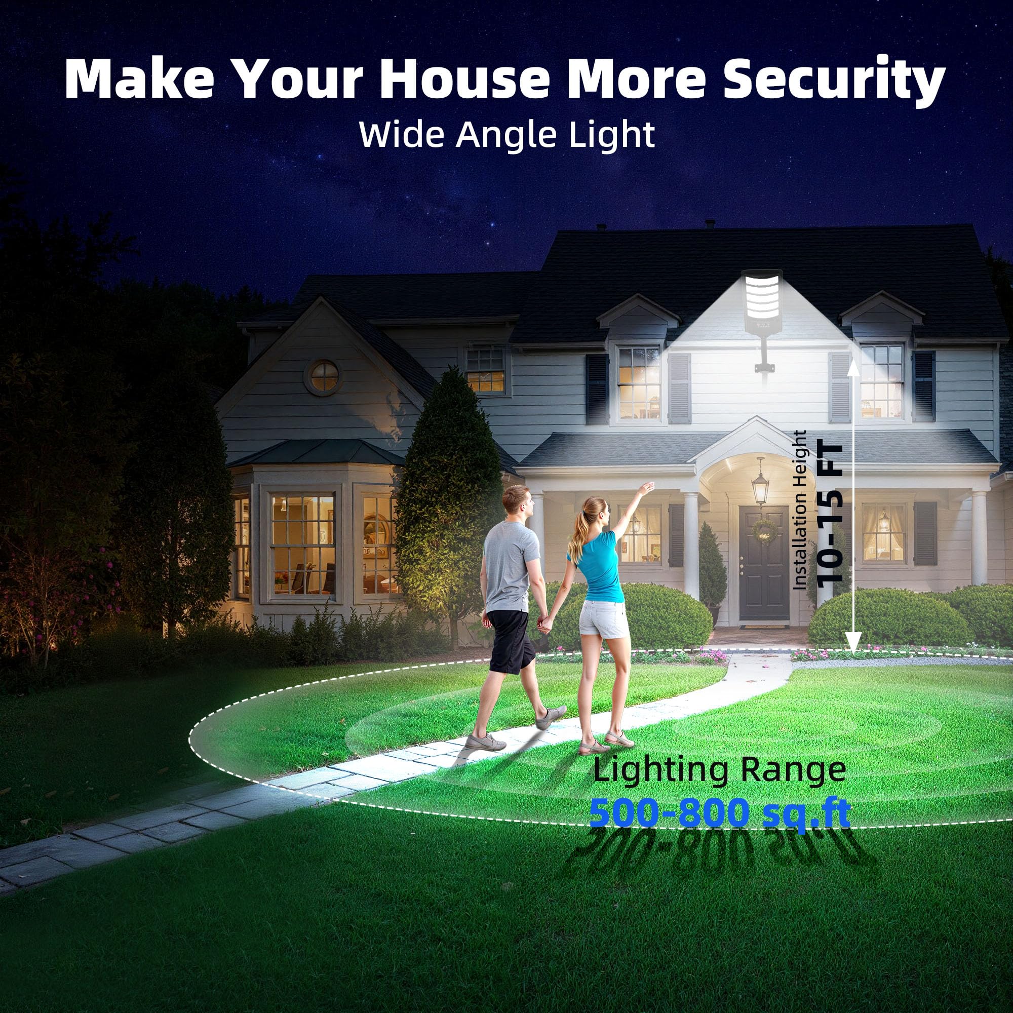 FOWSEEK Solar Street Lights - 2 Pack High Lumen Waterproof Flood Lights with Motion Sensor, Black, Model SSL5H2PGEO